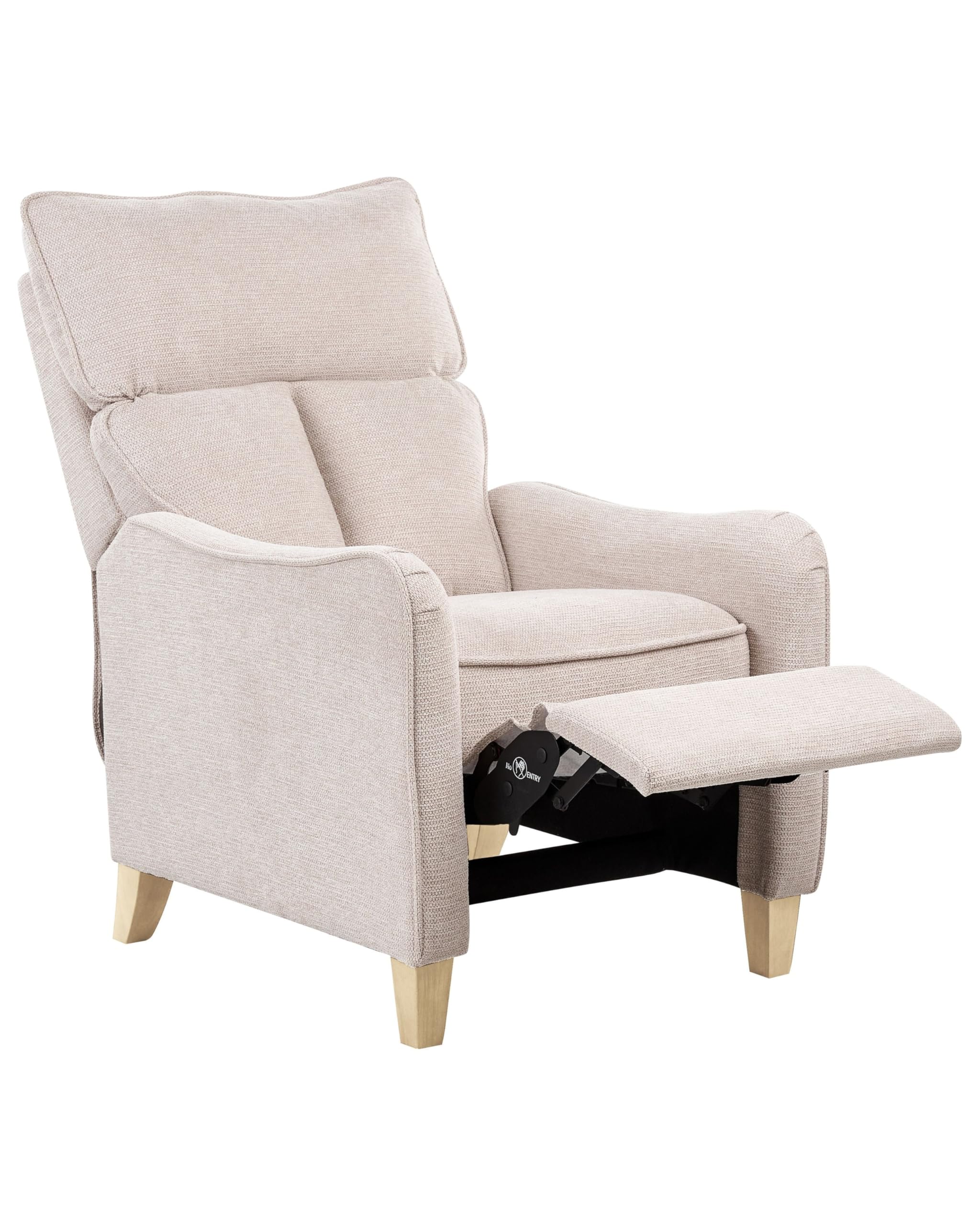 Beliani Fauteuil Inclinable en Tissu Beige Repose-Pieds et Dossier Réglable Rétro Royston