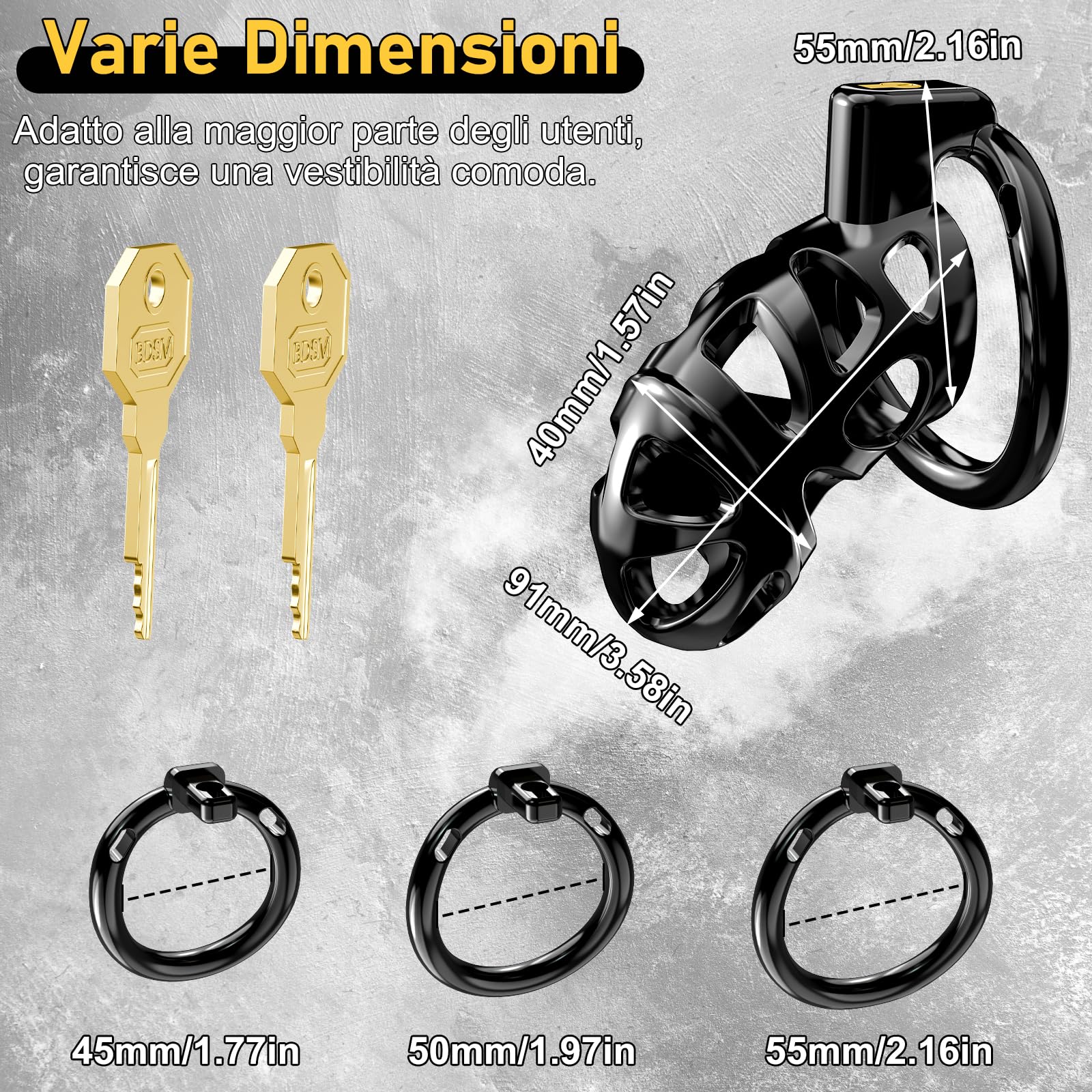 Gabbie per Pene Gethorny Aggiornate - Gabbia per Galli Leggere Dispositivi di Castità Maschile con 3 Anelli per il Pene Rimovibili per Prevenire L'erezione Bondage con Cintura di Castità Sex Toys Uomo