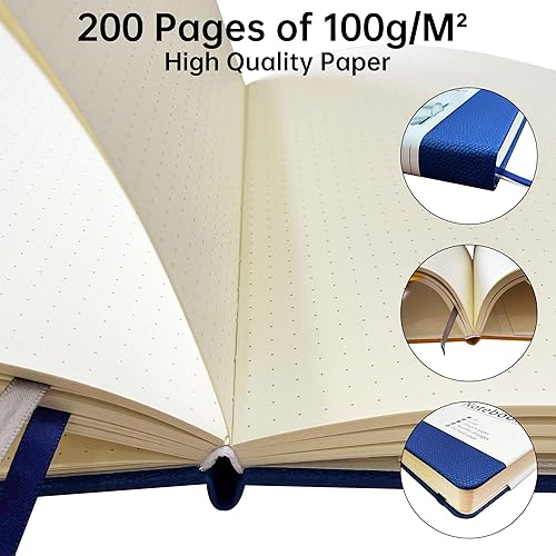 Miniatura 4 de Mlife Cuadernos de puntos A5, diario con 200 páginas, papel grueso a prueba de tinta de 3.53 ozm, bloc de notas de tapa dura de poliuretano,