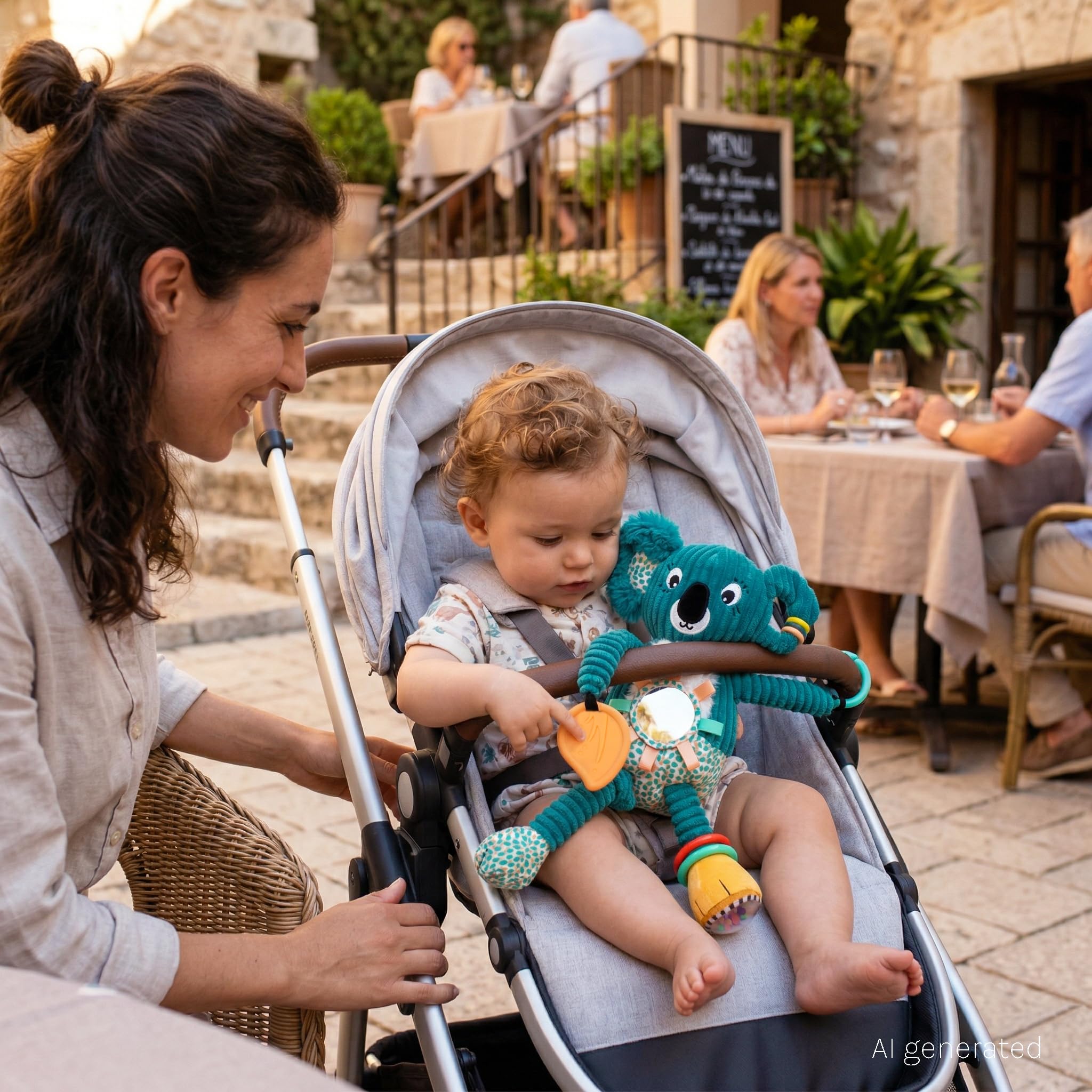 Les Deglingos – Plüschtier Aktivität Nomade Berlingos der Koala – Blau – Spielzeug für Babys – Geschenkidee – ab Geburt – 36 cm