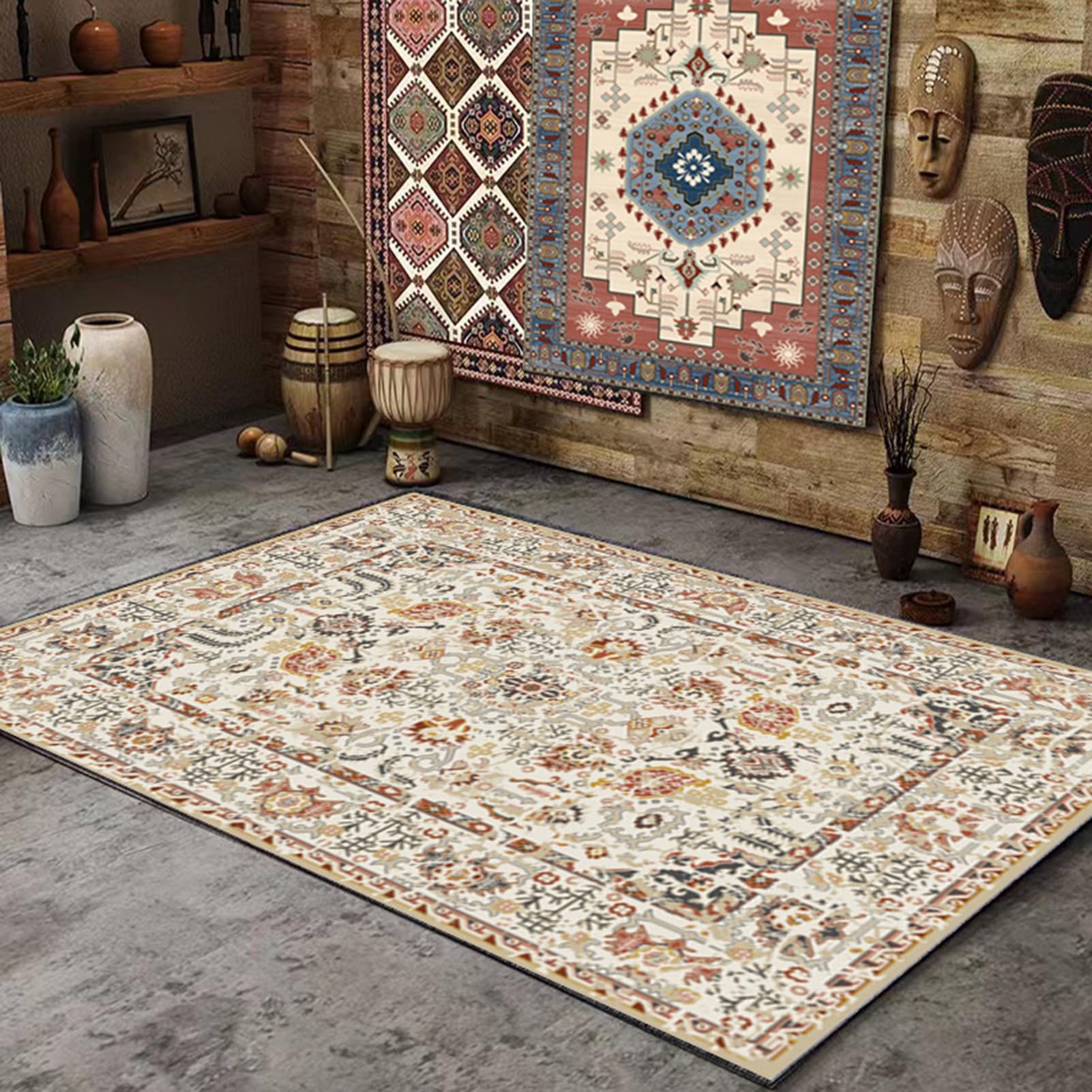 HGTRH Outdoor Patio Rug Waterproof Non Slip Washable, Rugs Outdoor Waterproof 5x7, Crystal Velvet Outdoor Carpet Tiles for Patio Portable Camping RV Rug Indoor Outdoor Area Rug for Porch Balcony