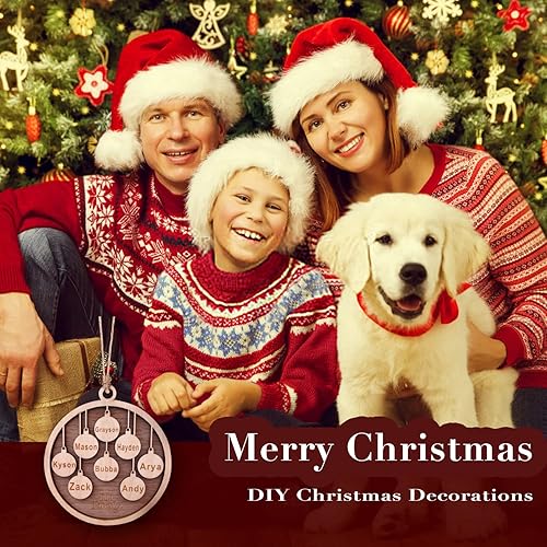 Miniatura 4 de Adorno de Navidad familiar personalizado 2023, adornos de madera para árbol de Navidad con cuerda pequeña, de 1 a 10 nombres personalizados