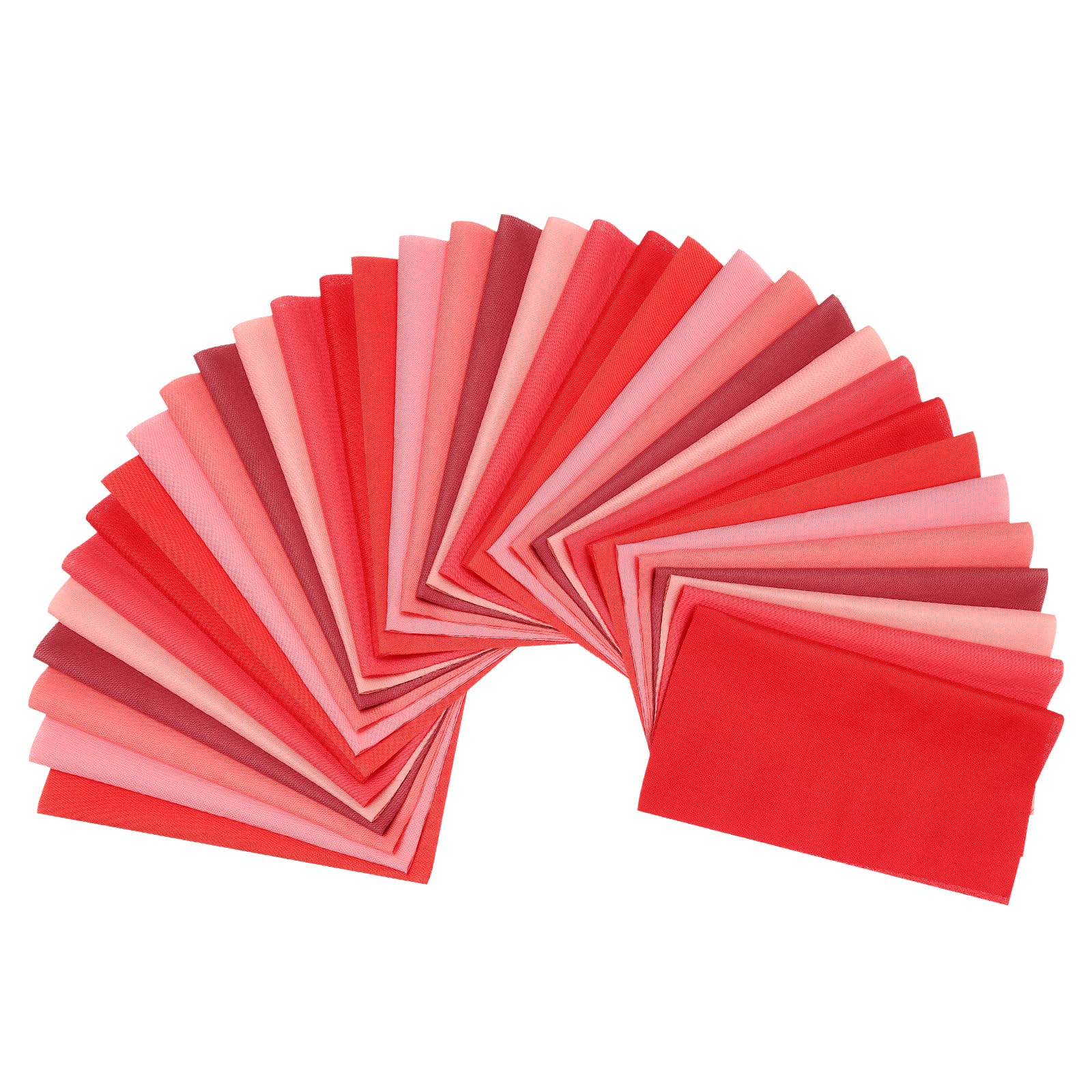 Cotton Fabric Bundles, 35 Pcs 4 x 4 Inch Fat Quarter Solid Color Precut Fabric Squares for Sewing Patchwork Quilting DIY Crafts, Red