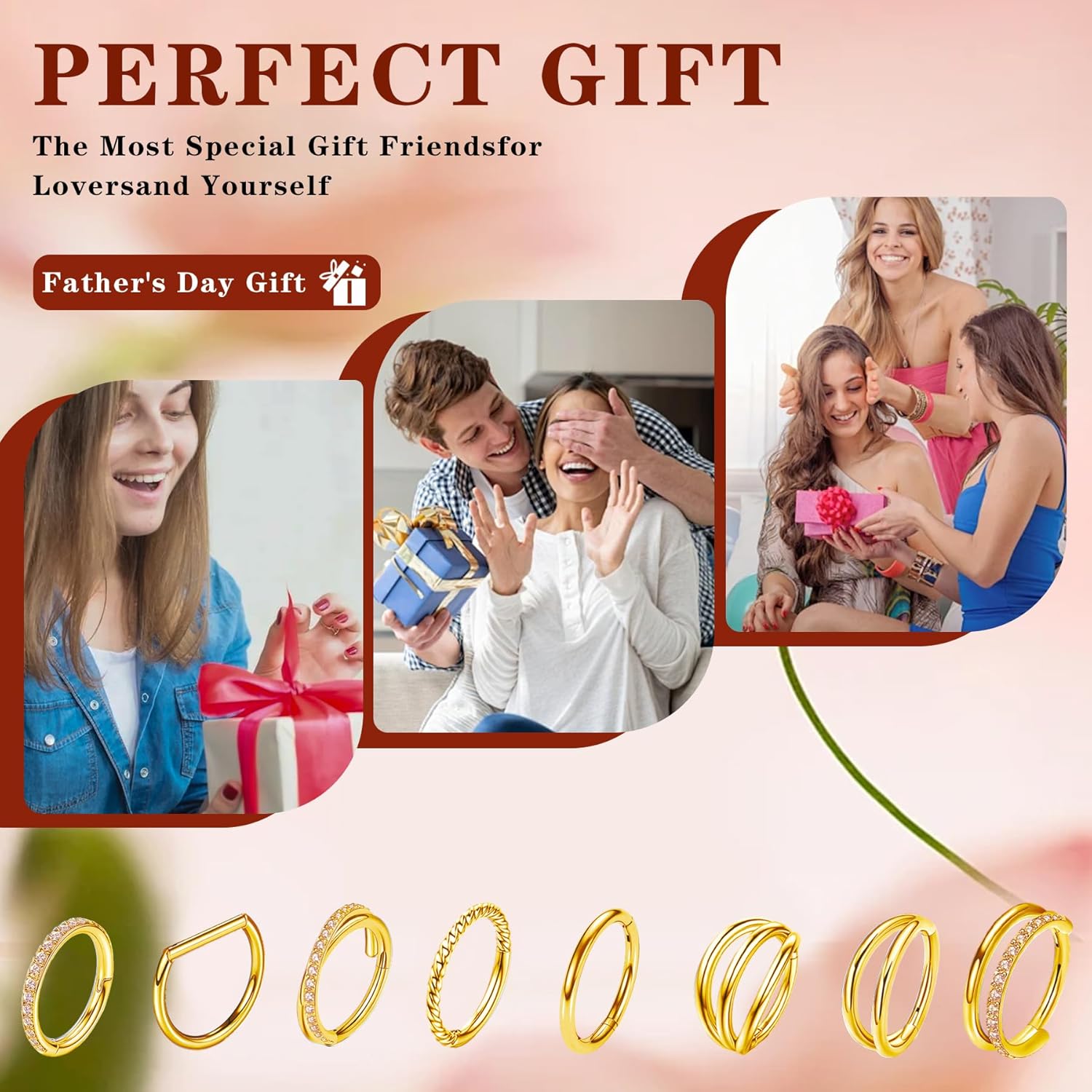 8 Pcs Nose Rings Hoops 316L Surgical Steel Septum Rings CZ Opal Twisted Clicker Nose Rings Hoop Helix Cartilage Daith Tragus Sleeper Earrings Body Piercing for Women Men Silver Gold Hinged Segment Septum jewelry 8mm/10mm - Image 7