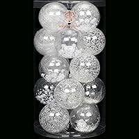 Vista 29 de Sea Team Adornos de esferas navideñas de plástico transparente irrompibles, decorativos, set de esferas de Navidad rellenas de decoraciones Azul