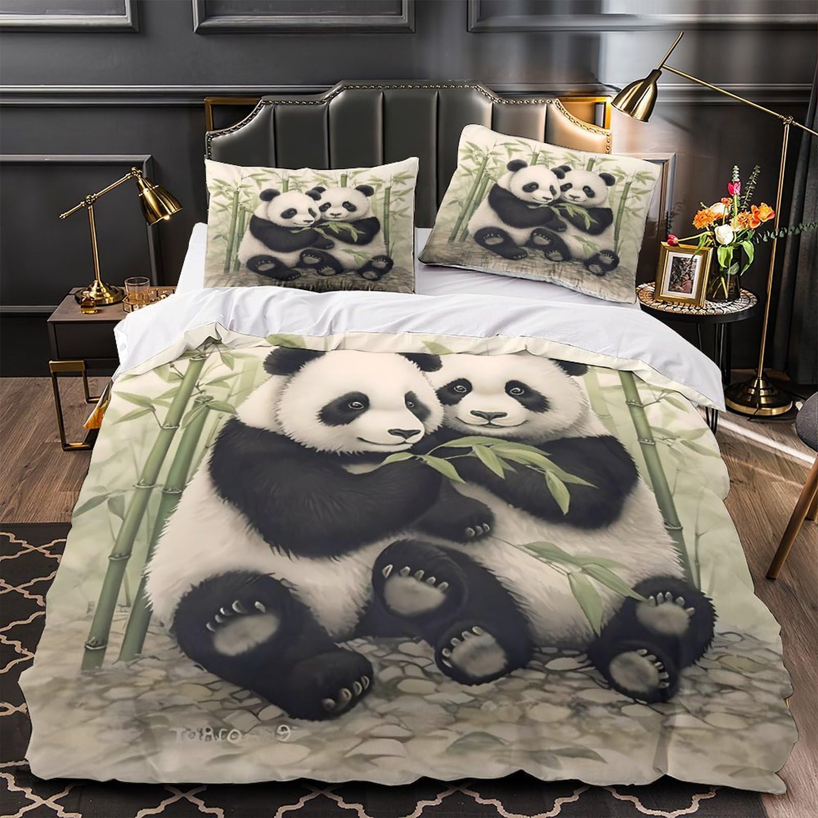 Housse de couette 3D Groupe Panda pour chambre d'ado garçon moderne