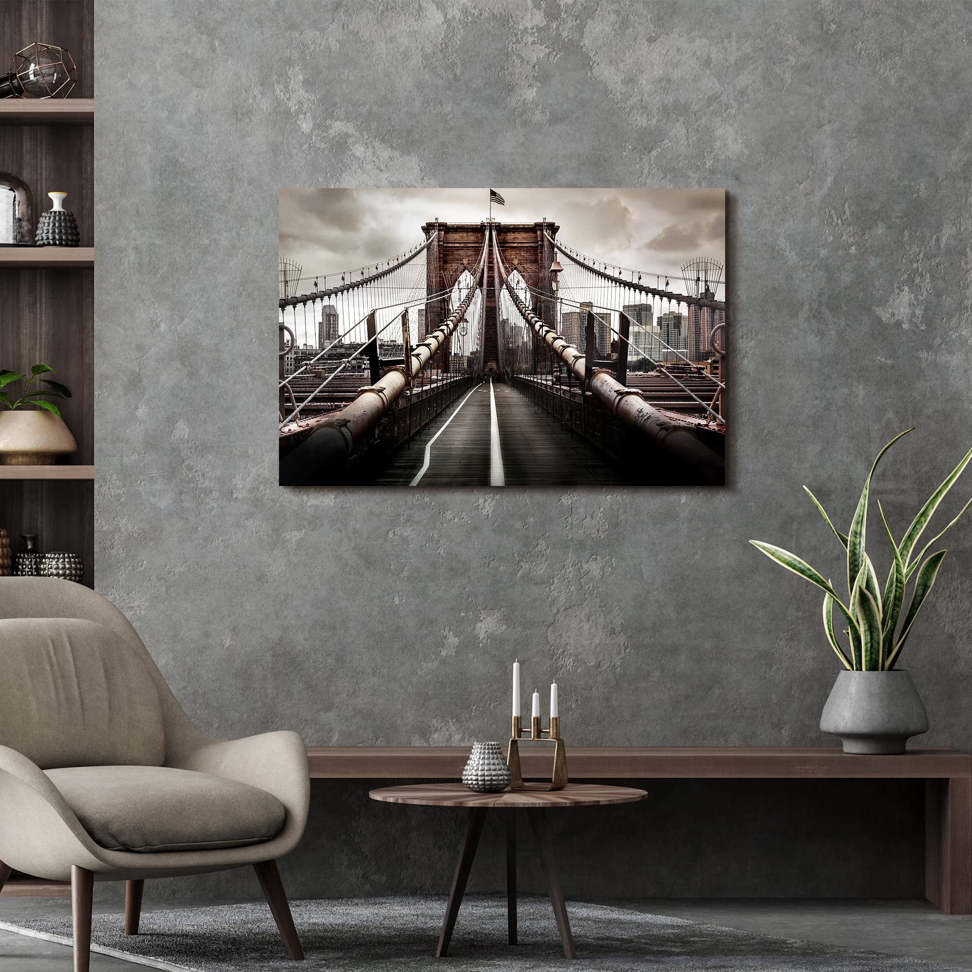 Amazon｜ブルックリン橋 キャンバス壁アート:ラージ モダン