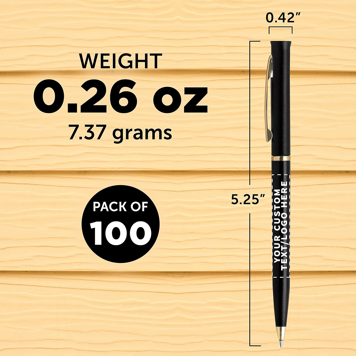 DISCOUNT PROMOS Personalized Alston Hotel Pens - 100 pack - Plastic Pens - Customizable Text, Logo - Black