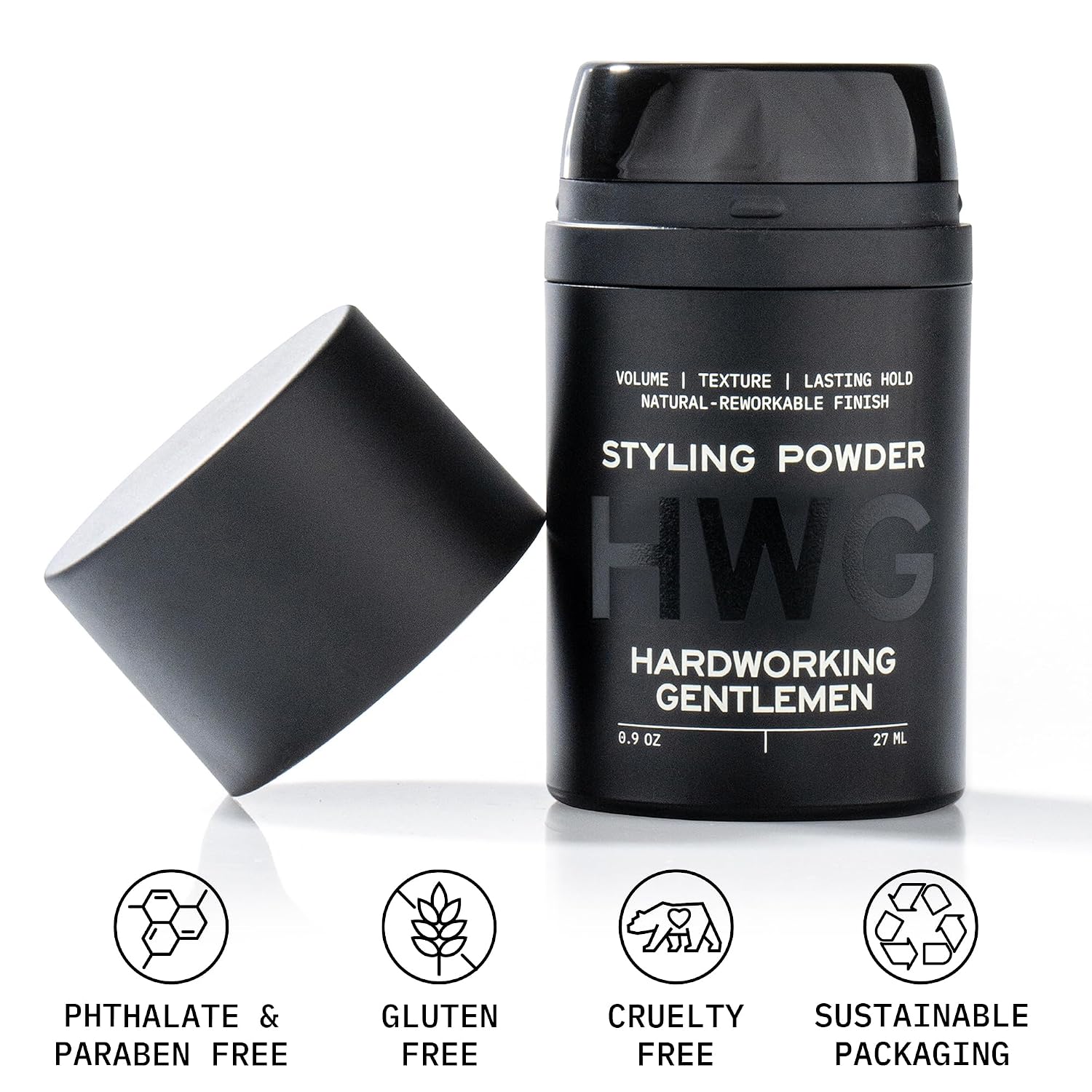 Hardworking Gentlemen Hair Styling Powder for Men, High Hold, Adds Volume and Texture, 0.9 oz