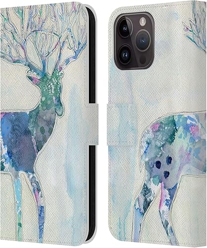 Head Case Designs Officially Licensed Wyanne Quiet Creative Animals 2 Leather Book Wallet Case Cover Compatible with Apple iPhone 15 Pro Max