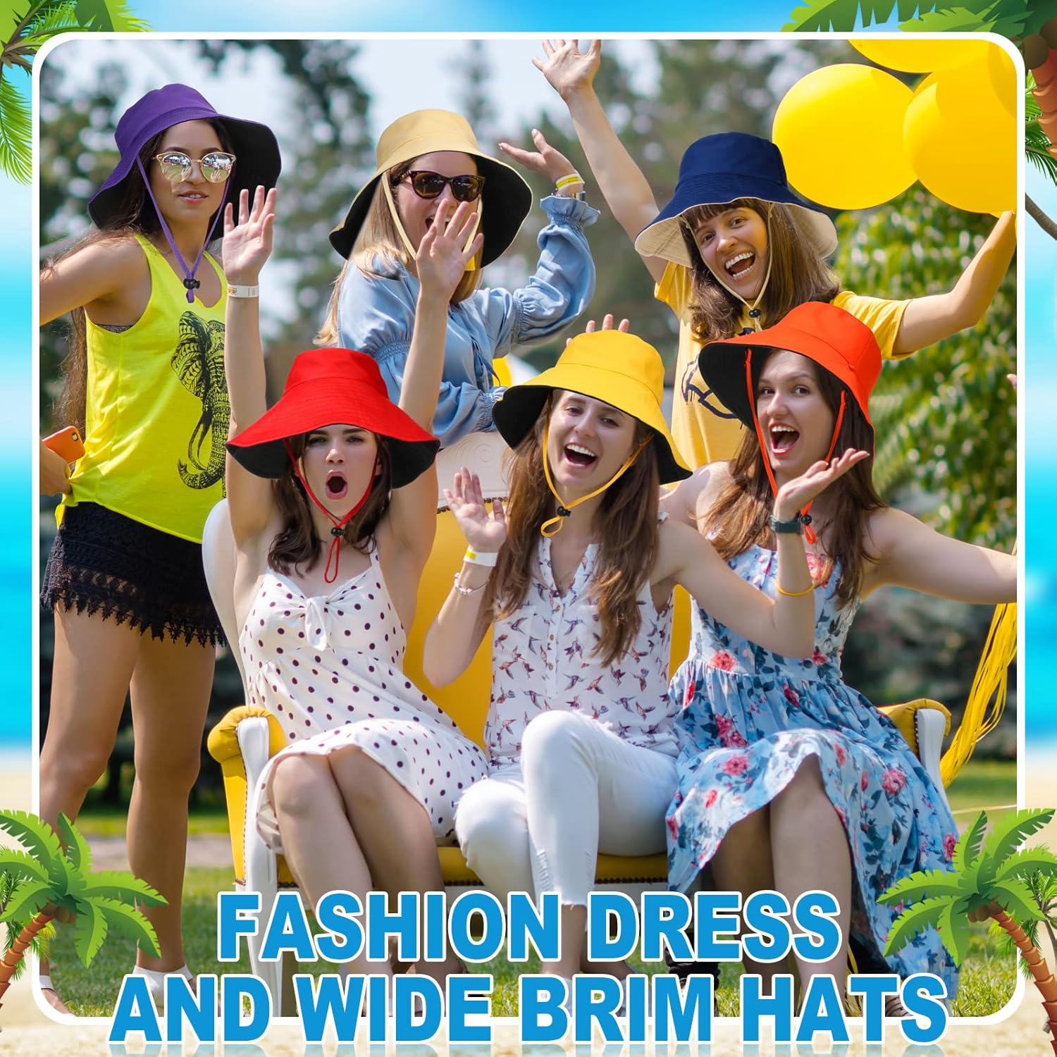 Xuhal 24 Pcs Wide Brim Bucket Hats for Women Bulk UPF 50+ UV Sun Hats Beach Summer Solid Color for Holiday