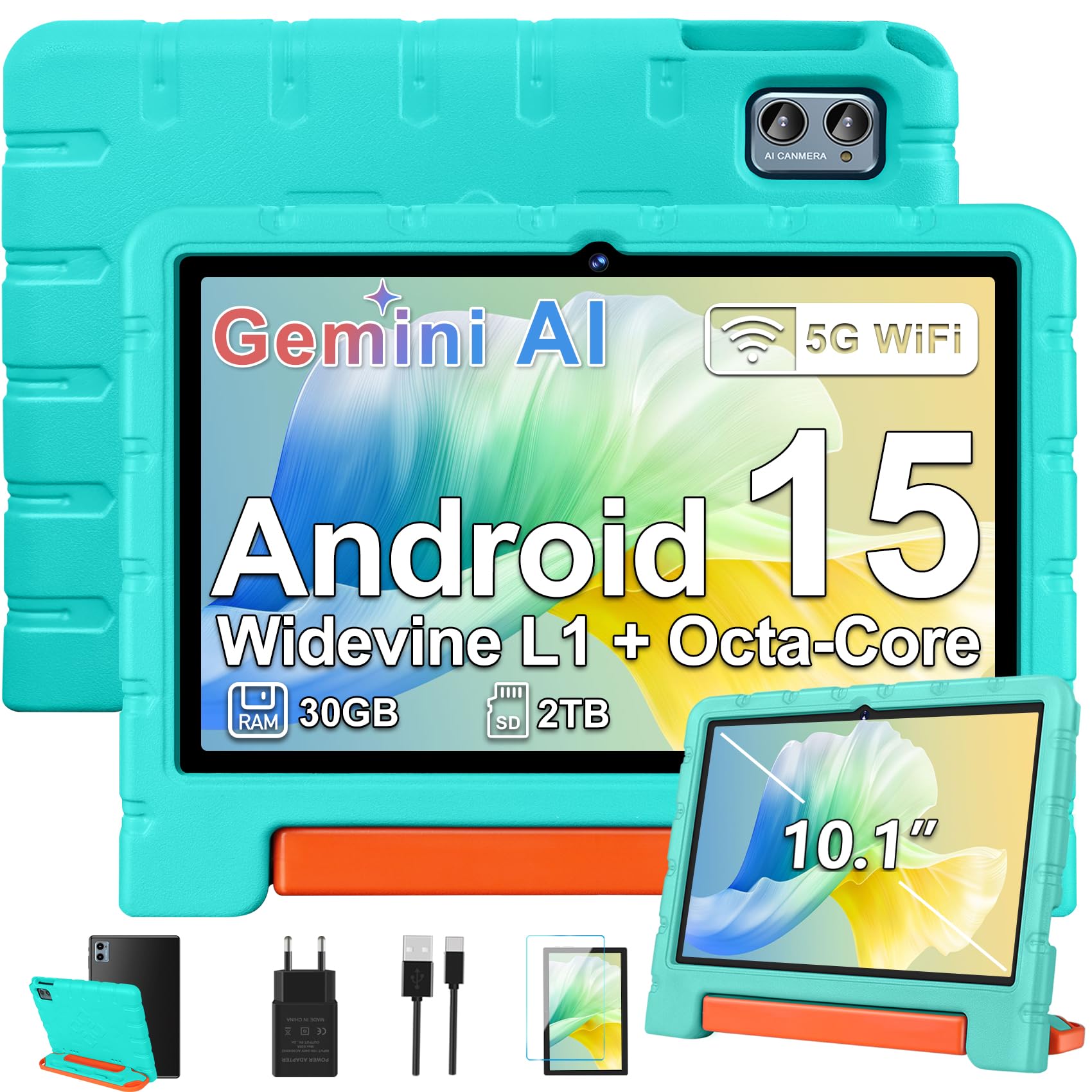 tavolo di android per bambini con 10 pollici e 128 gb di spazio di archiviazione