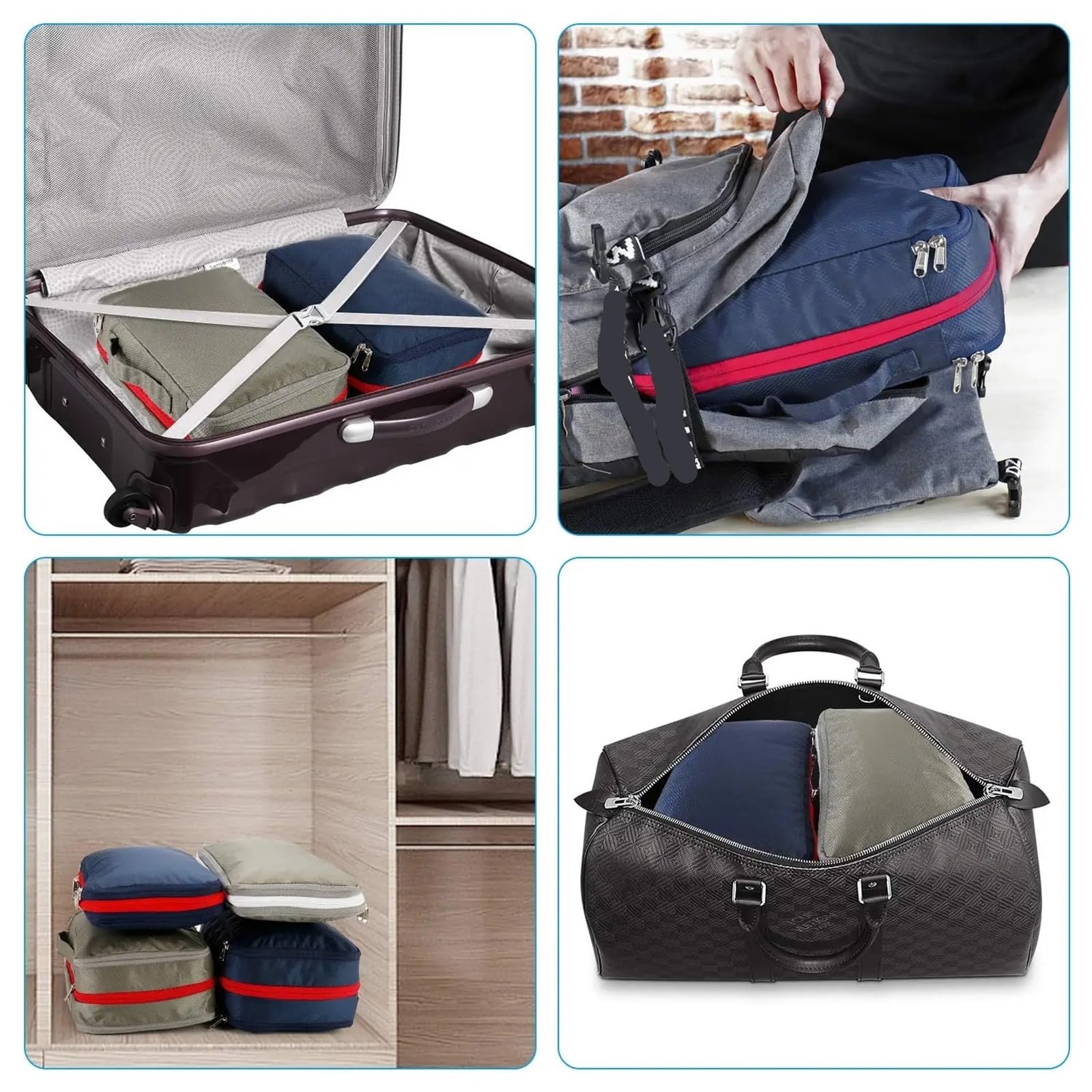 Organizzatore Da Viaggio, Compressione, Imballaggio, Sacchetti For Riporre I Vestiti, Grande Capacità, Impermeabile, Cubo Con Cerniera Organizer per valigie(Green)