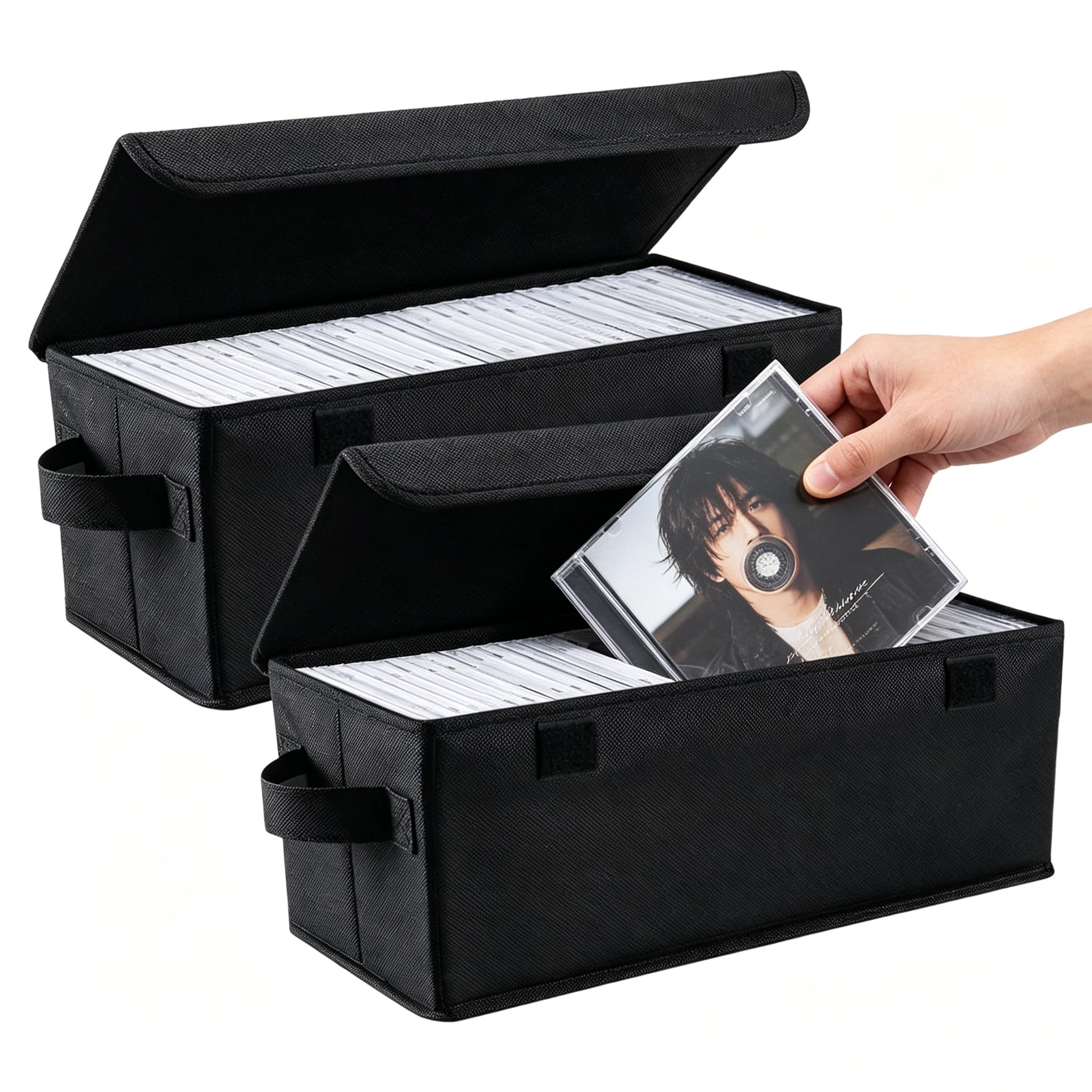 Aolawco CD Storage Box - Pack of 2 CD Case Holder with Cover,14"*6.2"* 5.5" — image 1