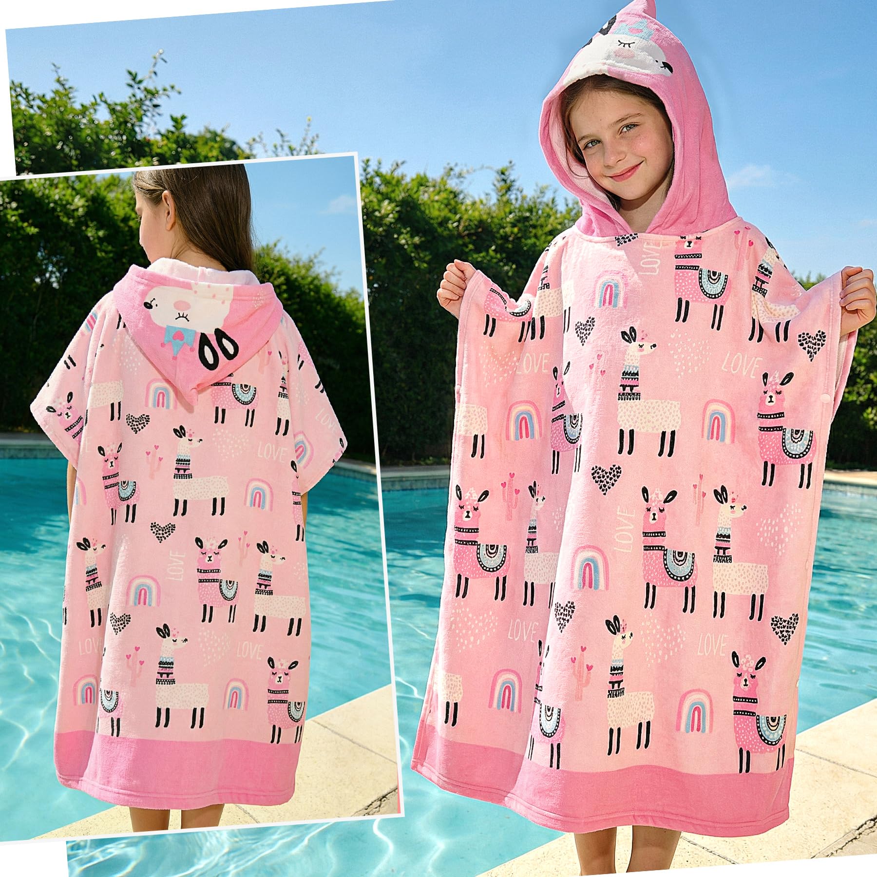 Asciugamano da Spiaggia con Cappuccio Poncho Telo Mare Bambini con Dinosauro Blu in Microfibra Assorbente per Spiaggia Doccia Piscina, Asciugamano da Bagno Ragazzi 6-15 Anni, 75x180cm