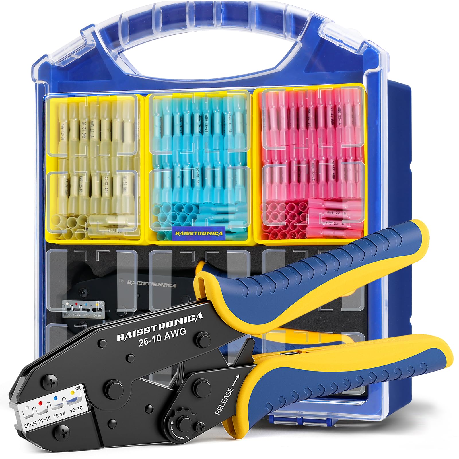 330PCS Marine Grade Heat Shrink Butt Connectors Set, 22-10 AWG (3Colors/3Sizes), with 9" Heat Shrink Crimping Tools and Organizer