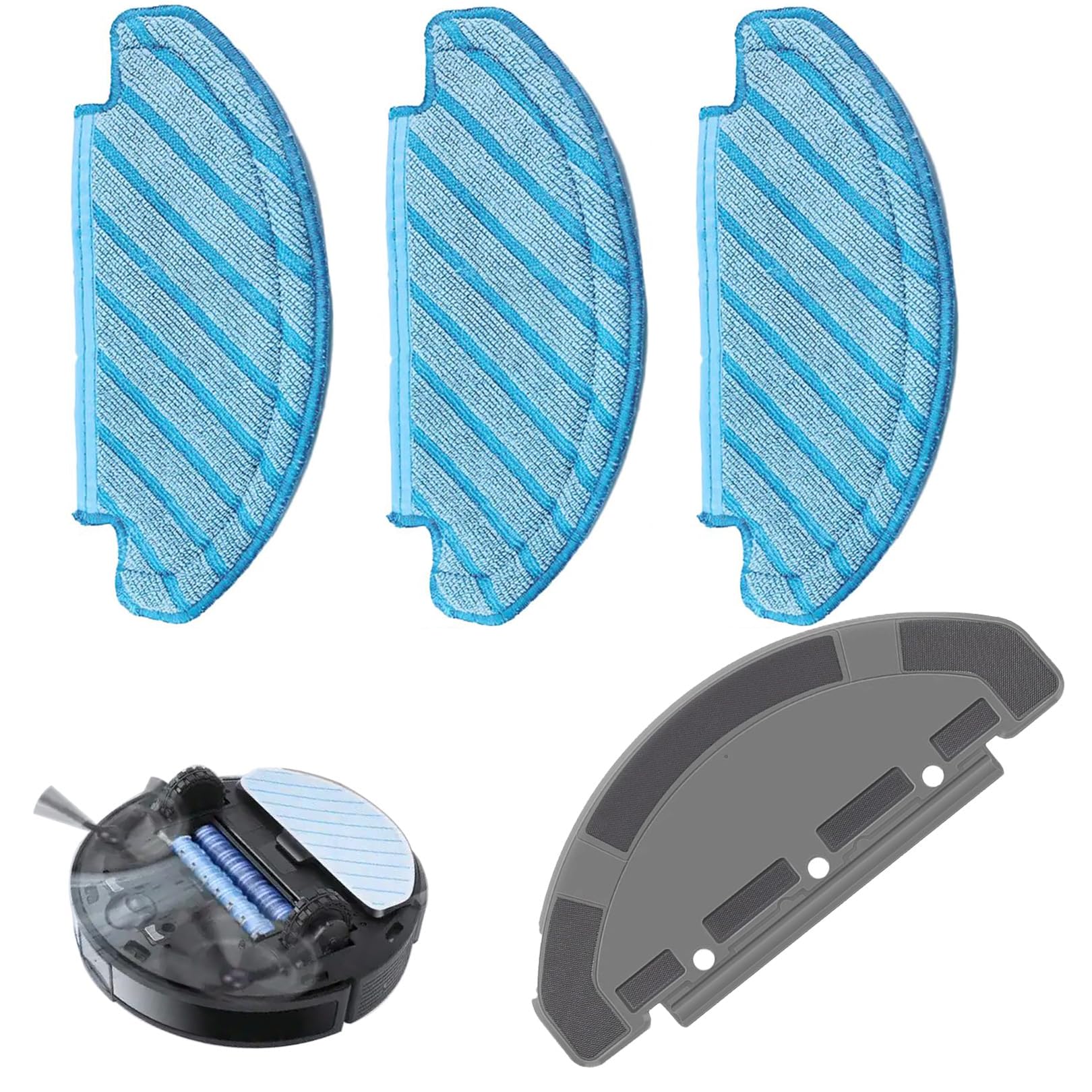 KANGWFAN 3Pcs Replacement Robot Vacuum Cleaner Mop Pads+1Pcs Mop Cloth Holder,Washable Reusable Mopping Pads,Compatible with Ecovacs Deebot Ozmo N8 N8+ N8 Pro N8 Pro+/T8 T8+ T8 AIVI T8 Max
