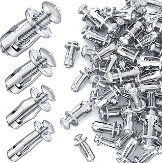 HINZIC 40pcs M4 M5 M6 M8 Petal Nuts, Expansion Screw Jack Nut, Insert Nuts Carbon Steel Petal Shape Metal Nut for Hollow Wall Iron Plastic Polywood Pressboard Hardboard- Silver