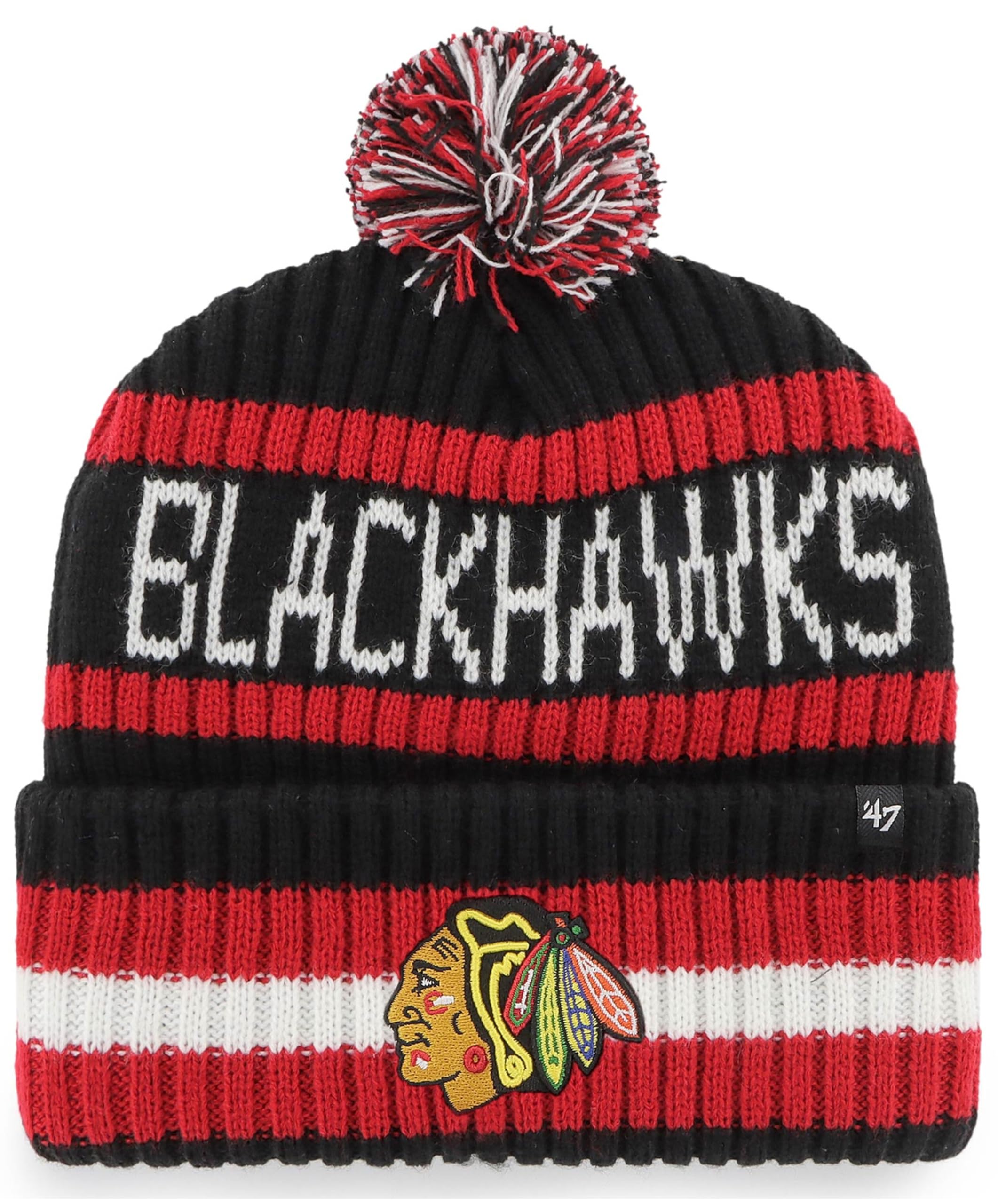 47 NBA Unisex-Adult Team Color Officially Licensed Primary Logo Bering Sport Knit Cuffed Pom Beanie Cold Weather Hat