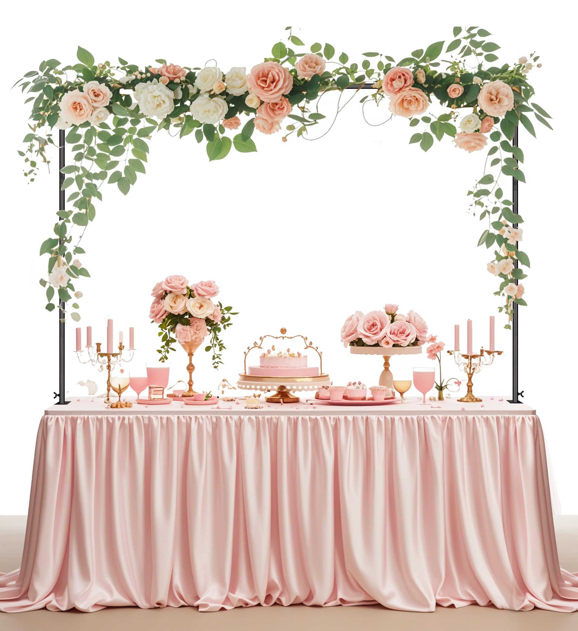Support réglable au-dessus de la barre de table avec pinces - Support d'arche de table à suspendre pour pique-nique, dîner, anniversaire, fête de mariage, Halloween, décoration de Noël en noir
