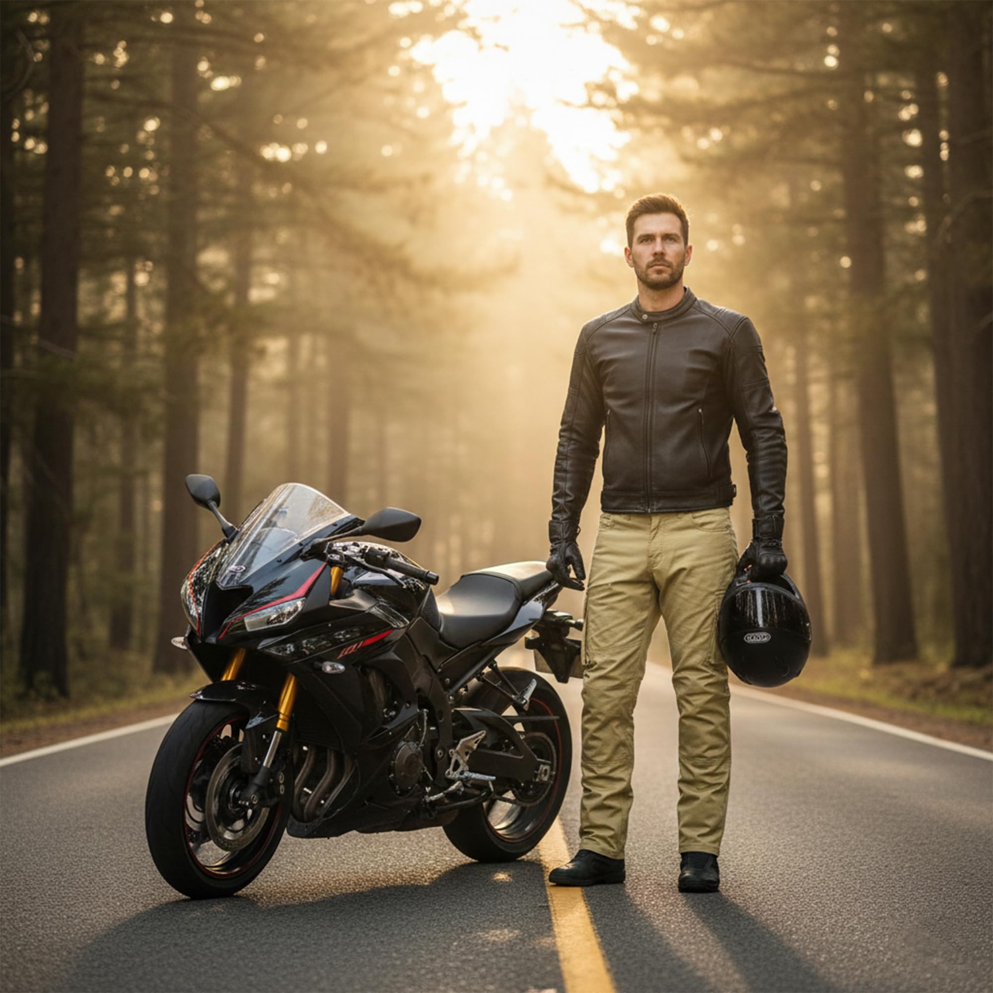 German Wear Motorradhose Herren Motorradjeans mit 2xCE-Protektoren - Bikerjeans Futter aus Aramid-Stoff verstärkt - Cargohose rutsch- & brandfeste Jeanshose mit 6 Taschen