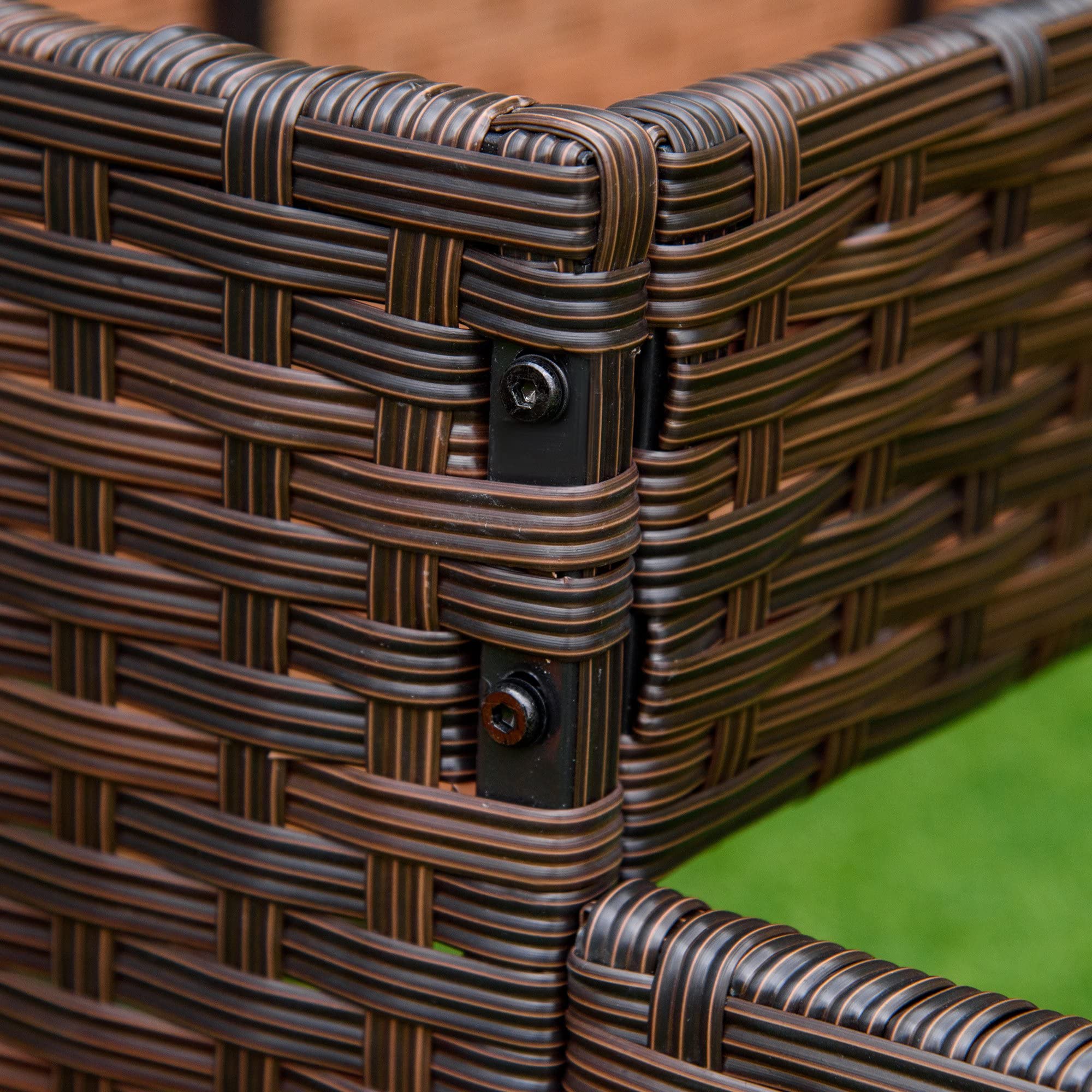 Outsunny Letto per Orto Rialzato a 3 Livelli in Rattan con Fondo Aperto, Orto Rialzato da Esterno per Verdure, Fiori e Piante, 120x120x40 cm, Grigio Talpa