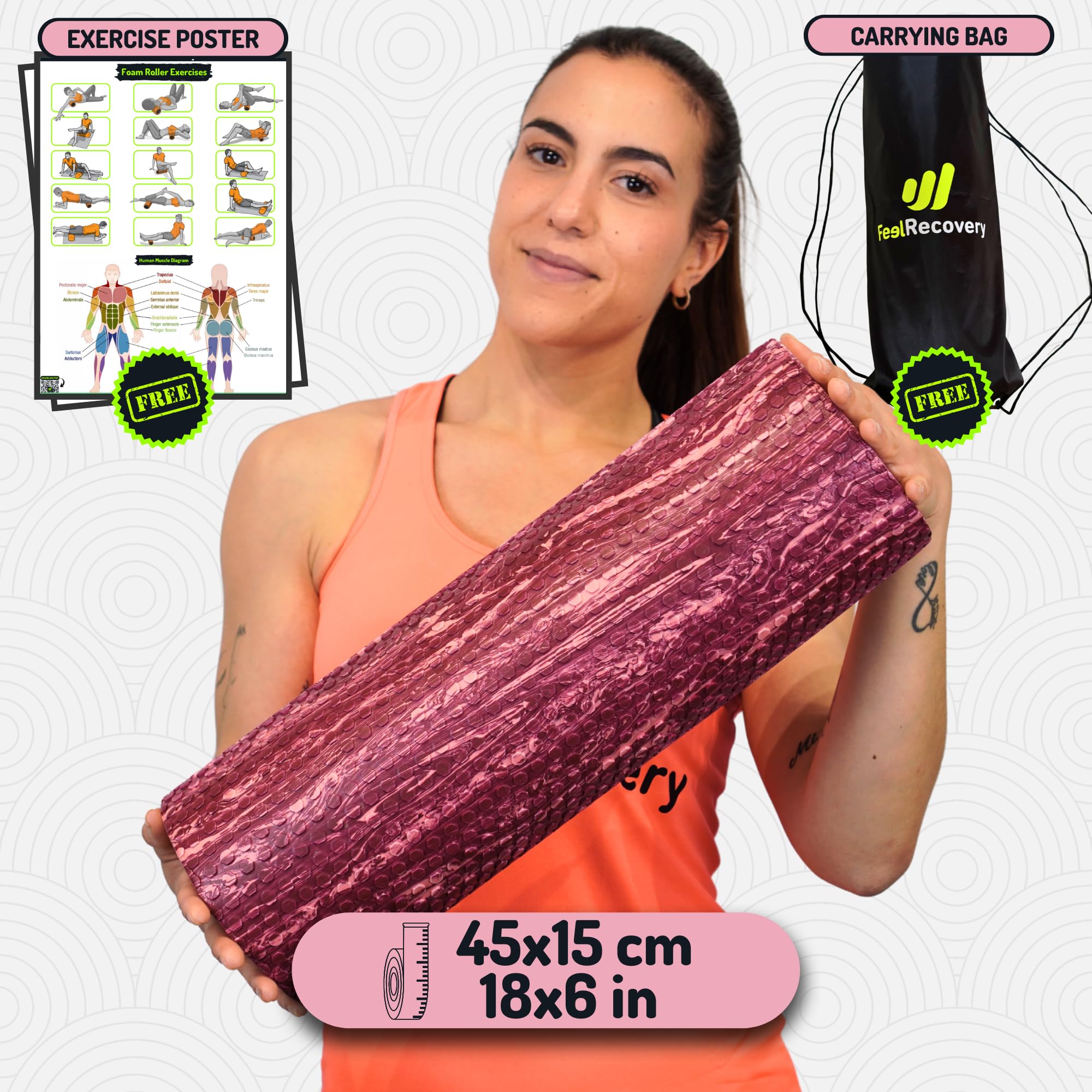 Rullo Massaggio Muscolare (45x15 cm) - Foam Roller Morbido per Schiena, Gambe, Fascia Lombare & Trigger Point - Cilindro Massaggiante Sportivo per Palestra, Yoga & Pilates