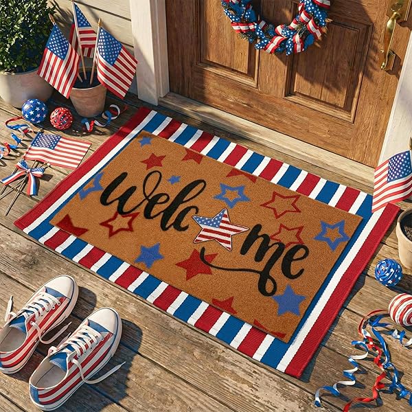 Layered Patriotic Welcome Mat Set