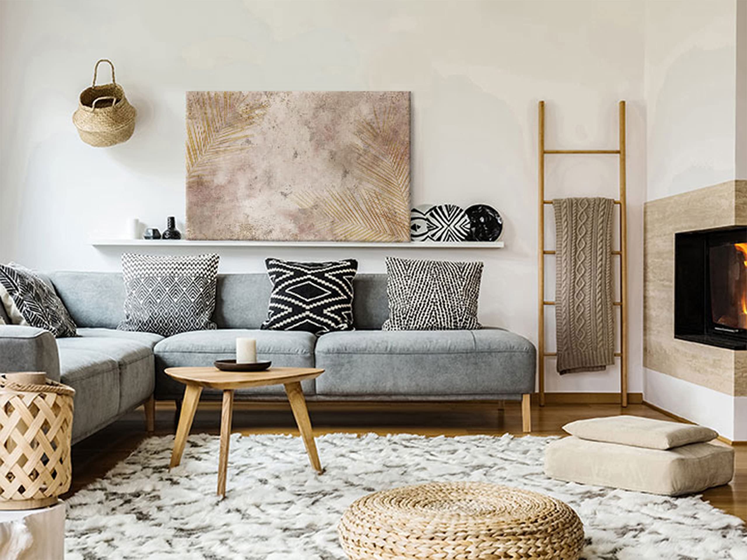 artgeist Acoustic Canvas Wall Art Print Tropical Leaves 35x24 in - 1pcs Picture with Acoustic Foam Sound Print Artwork Room Acoustics Soundproofing Plants Nature Botanical b-A-10134-b-a