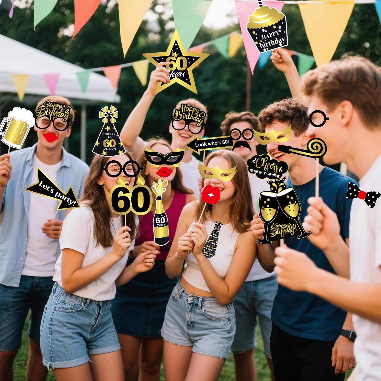 LMSHOWOWO Photo Booth Accessories for Birthday, 30 Years, High Quality Cameras with Inflatable Photo Call Frame, Retro Selfie Accessories for Women and Men, Parties, Decoration, Random