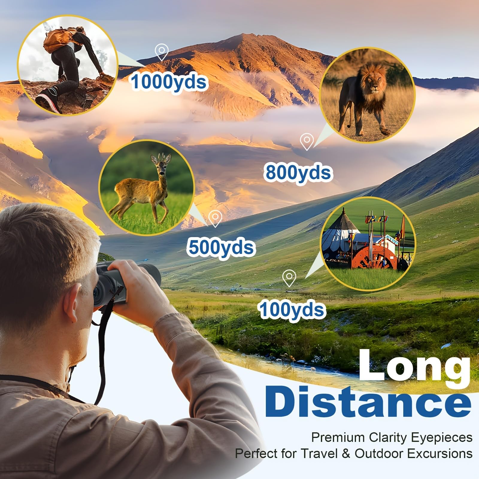 12 x 42 Binocolos,Binocolo per adulti, Binocolo Professionale, Prisma BaK-4 e Lente FMC, alta potenza Binocolos,per Birdwatching, Escursionismo, Caccia, Visite