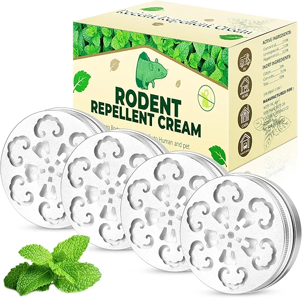 Rodent Repellent for Car Engines - Peppermint Oil for Mice Repellent, Mouse Repellent for Cars, Rodent Repellent Outdoor, Keeping Rodents Out of House Garages, Human Pet Dog Plant Safe -4 Pack