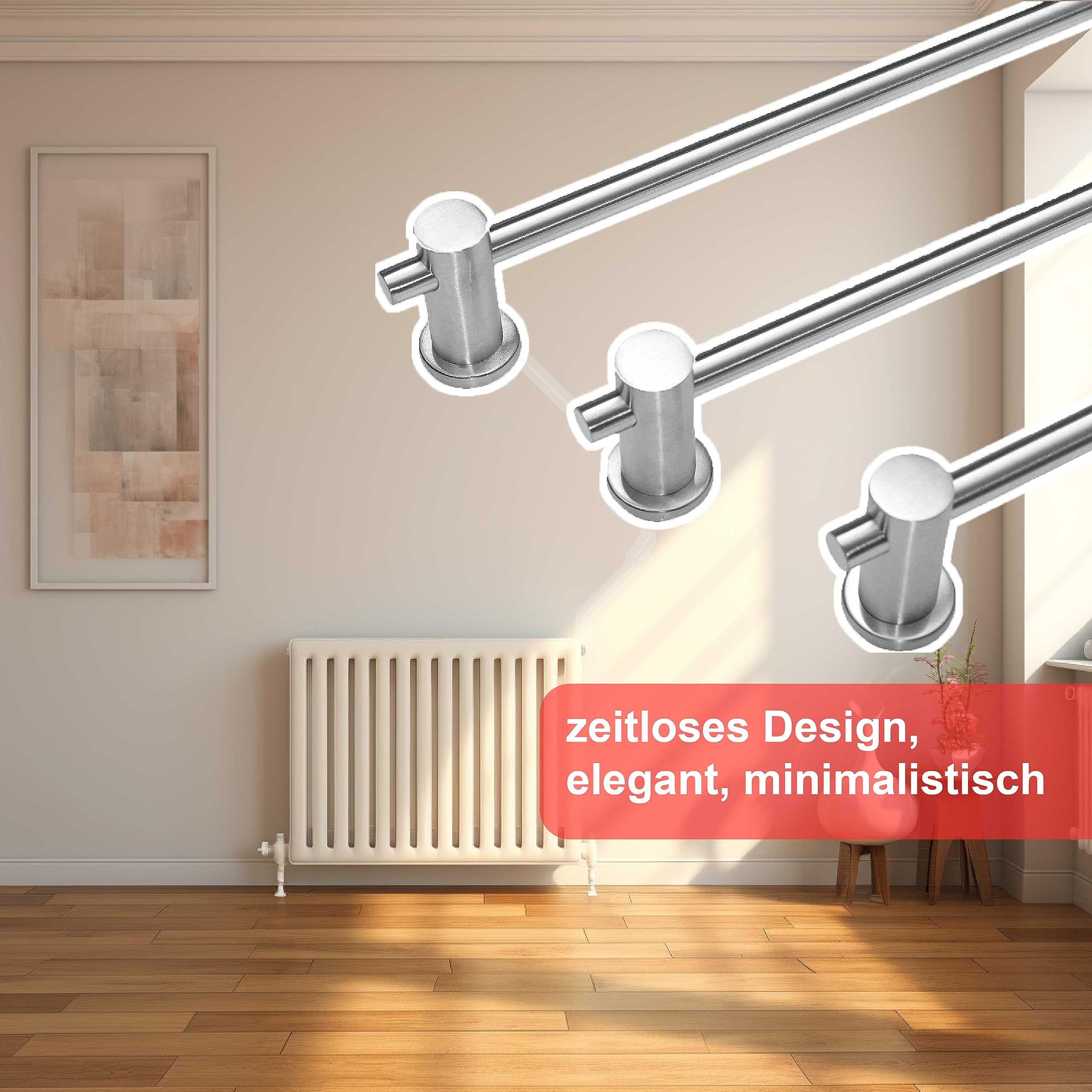 Edelstahl Handtuchhalter mit Magnethalterung – 7 Längen 40–100 cm – Ohne Bohren, extra Starke Neodym-Magnete, rostfrei, vielseitig für Bad, Küche & Heizung (70cm)