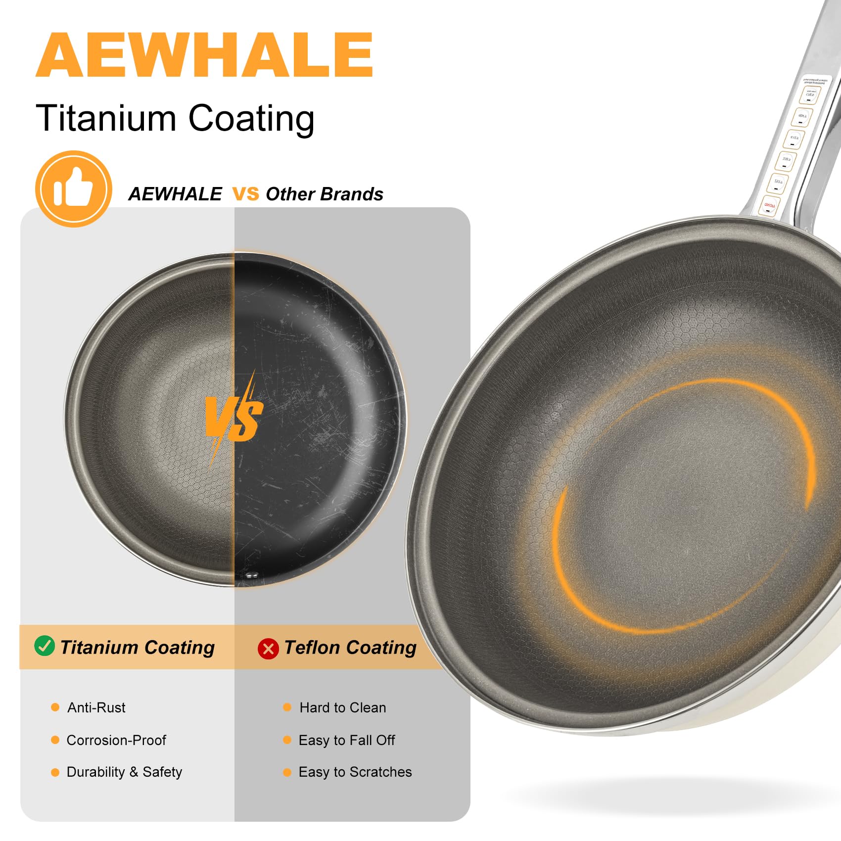 AEWHALE Hot Pot Electric,5L Multifunctional Electric Pot for Cooking,1600W Non-Stick Frying Pans for Steak, Egg, Ramen, Soup with Temperature Adjustment? Titanium Stainless