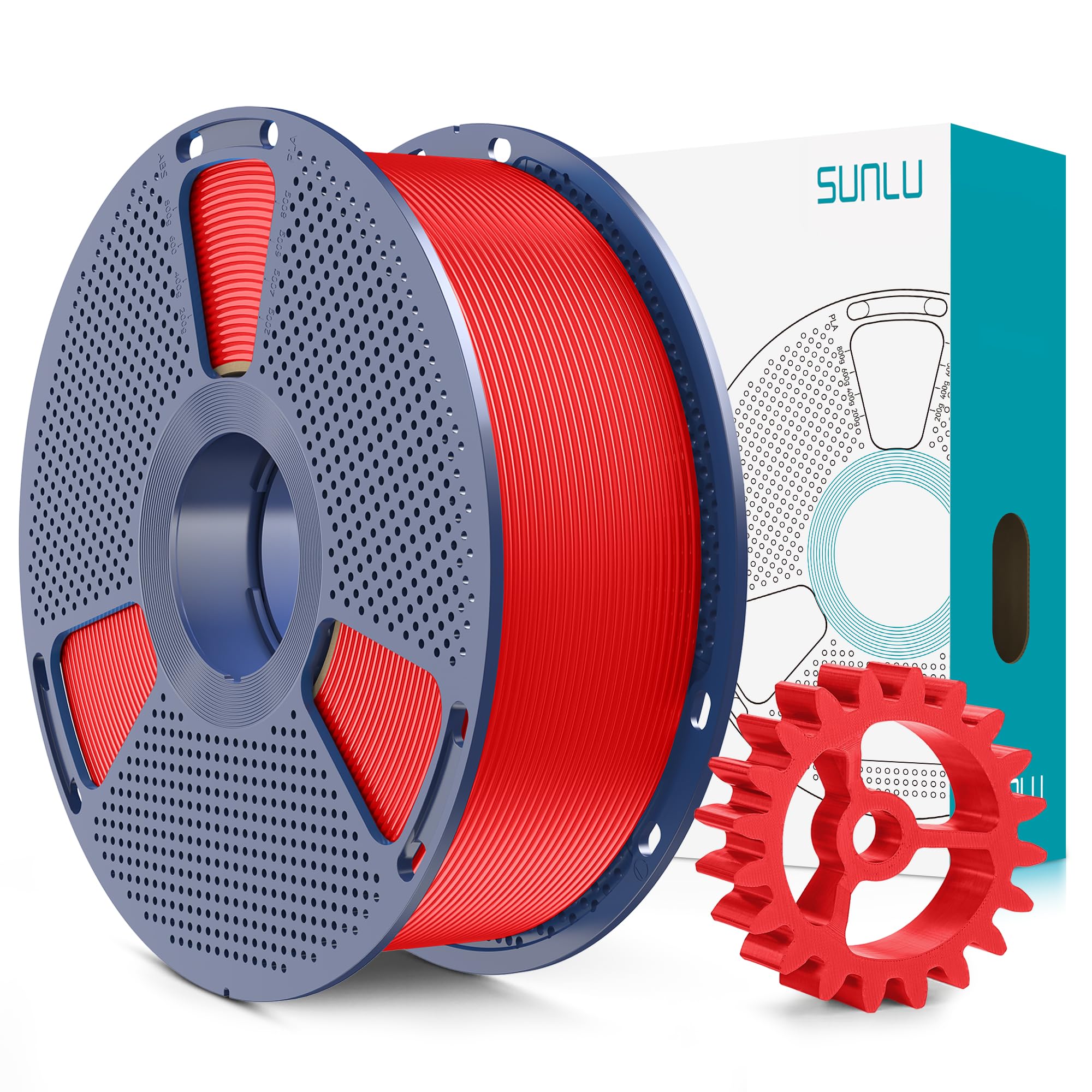 SUNLU PLA+2.0 Filament 1.75mm, Upgrade PLA Plus 3D Drucker Filament, Stärker und robuster, High Speed PLA+ Filament, Maßgenauigkeit +/-0,02mm, 1KG 3D Druck PLA+ Filament, Rot