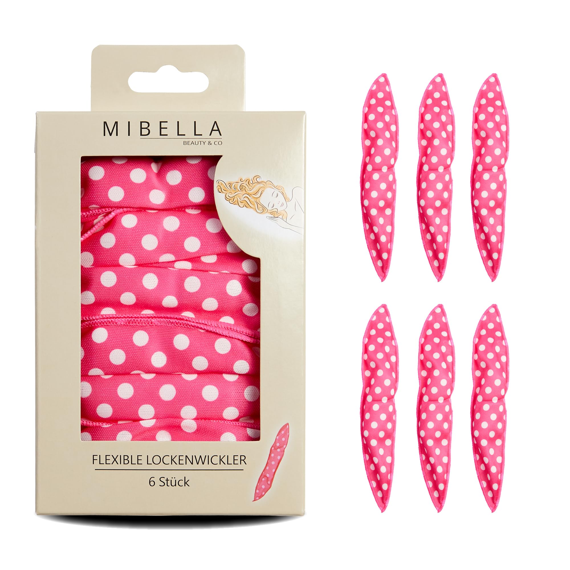 MIBELLA BEAUTY & CO Lokówka do włosów na noc bez wysokiej temperatury, 6 sztuk – Heatless Hair Curler do prostych loków bez wysokiej temperatury podczas snu – łatwa obsługa, delikatna dla włosów