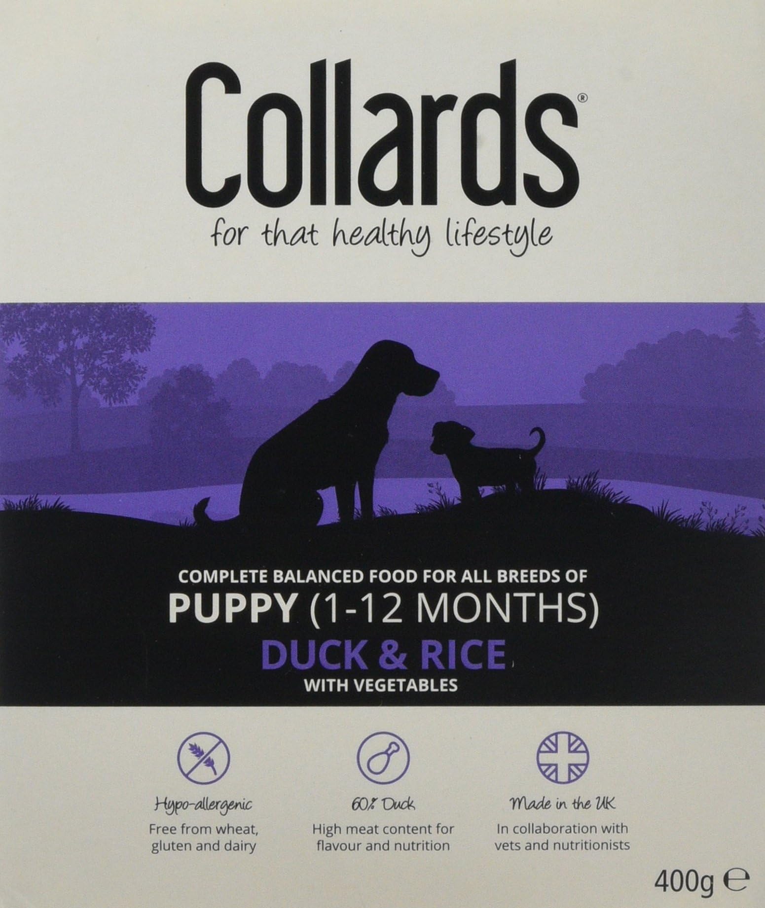 Collards Complete Wet Puppy Food Duck Rice and Vegetables, 10 x 400 g