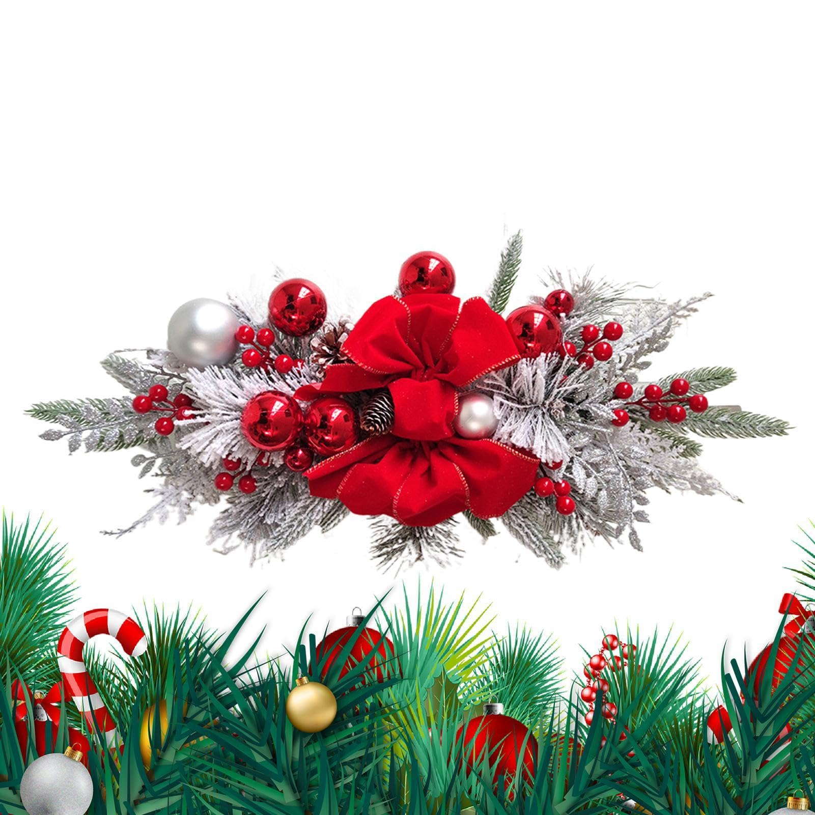 Cordless Prelit Stairway Christmas Swag - Rustic Christmas Swag | Cordless Christmas Swag Prelit Swag Stairway Swag | Led Artificial Rails Swag Wreaths Lighted Stairway Garland for Outdoor Home Garden