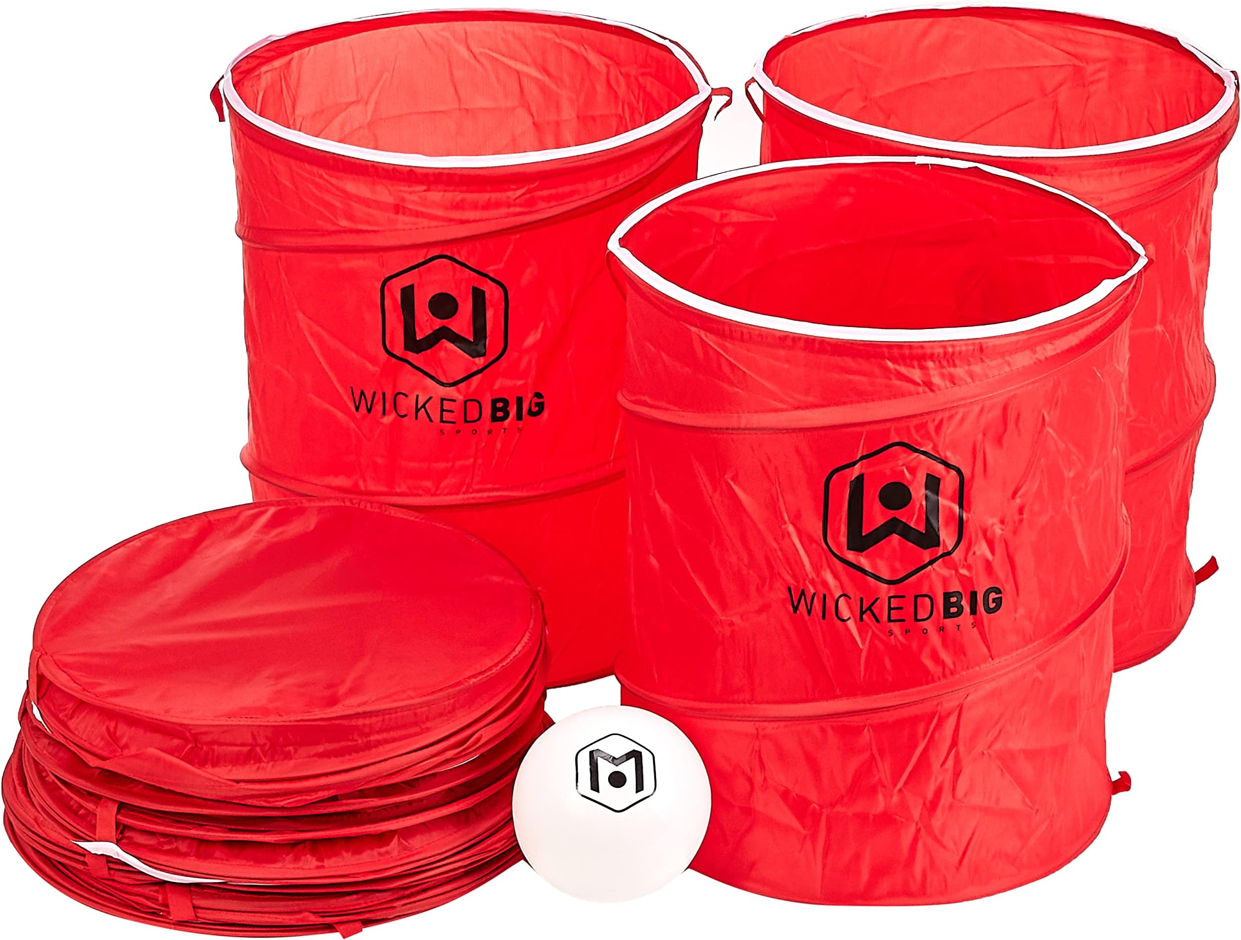 Wicked Big Sports Pong Party Pack Outdoor Tailgate Games, Multicolor, 12 Cups, Red