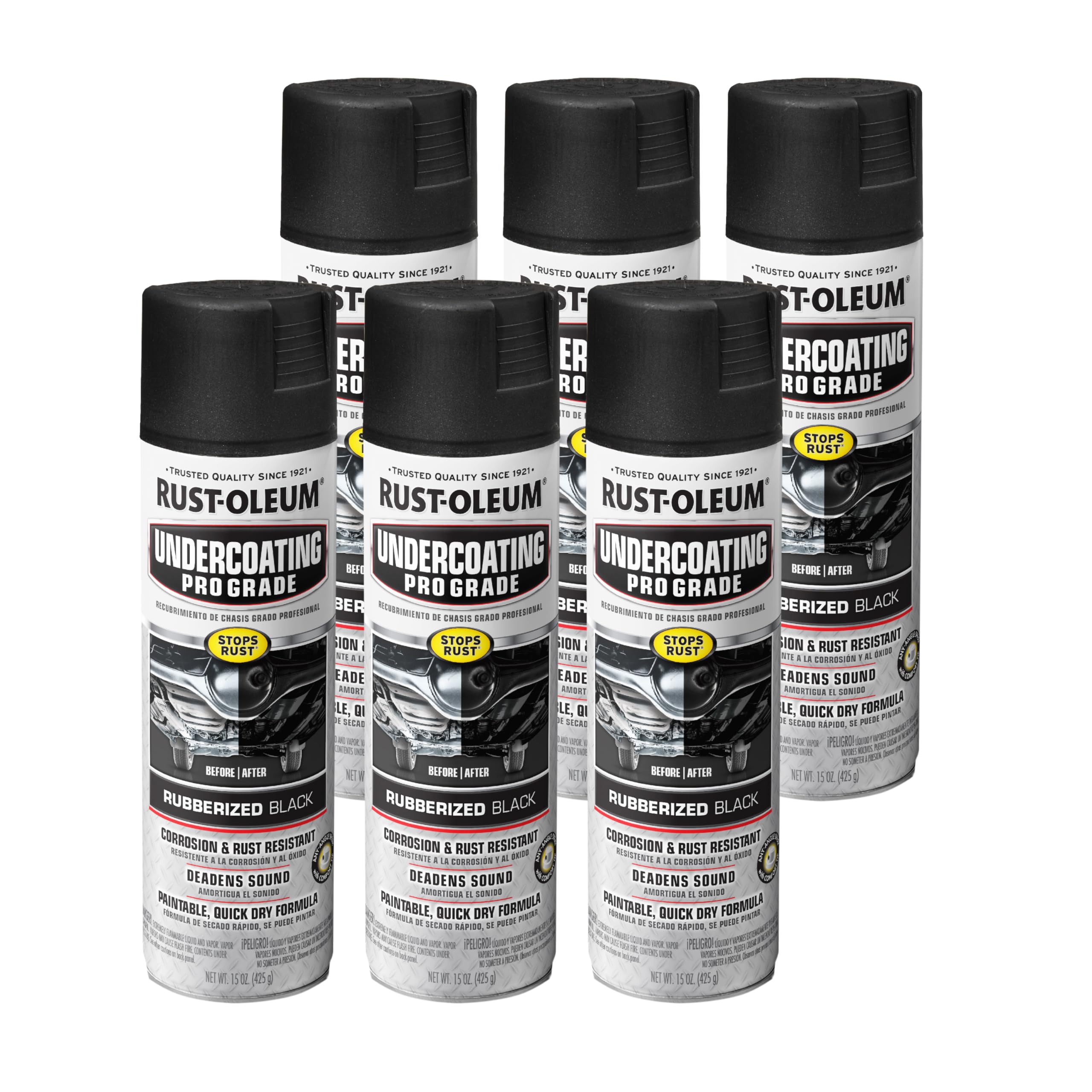 248656 Professional Grade Undercoating Spray, 6 Pack, Black