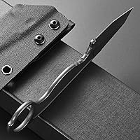 Vista 8 de CCanku C1101 - Cuchillo de hoja fija D2, mango de acero inoxidable y funda Kydex para caza al aire libre, supervivencia y herramienta EDC (negro)