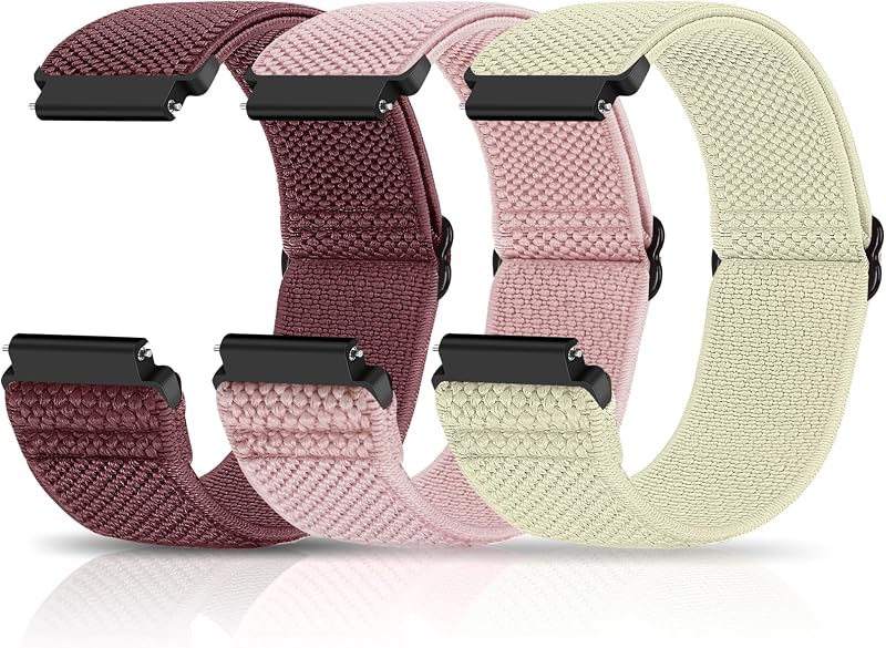 Compatible con correas de reloj de 16 mm, 18 mm, 19 mm, 20 mm, 22 mm y 24 mm, pulsera de repuesto de liberación rápida, correas ajustables de nailon elástico Solo Loop, bandas elásticas zapatillas trenzadas de tela para hombres y mujeres
