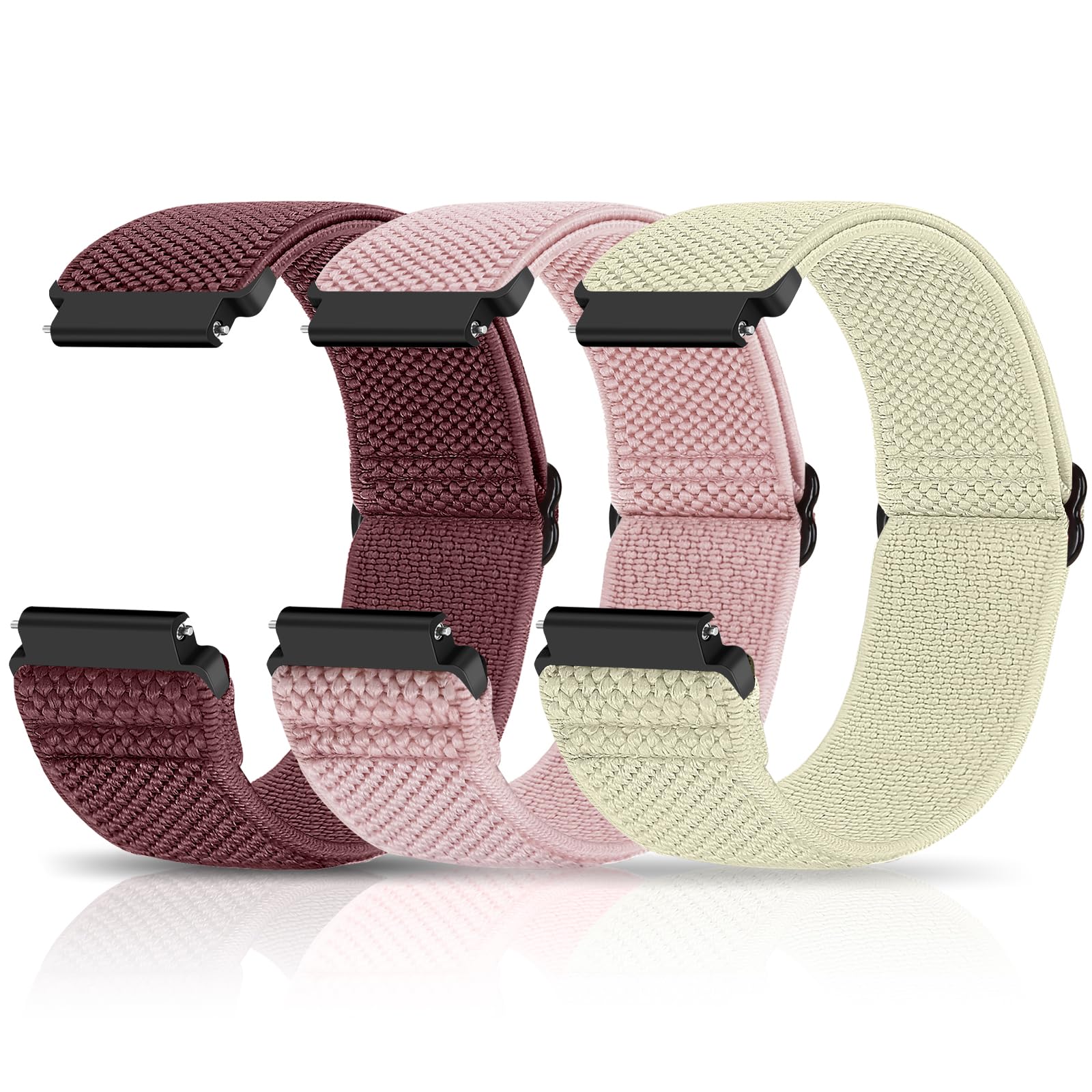 ReltingCompatible with 16mm 18mm 19mm 20mm 22mm Watch Bands Quick Release Replacement Wristband,Adjustable Stretchy Nylon Solo Loop Straps Fabric Braided Sport Elastic Bands for Men Women