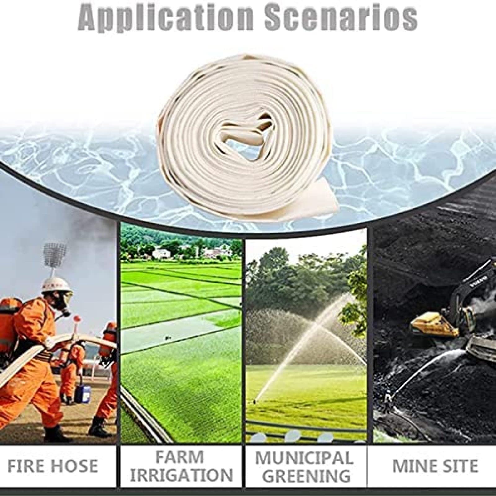 Manguera de incendios agrícolas de 1/1.5/2 pulgadas con abrazaderas, lona para riego de verduras, manguera de lavado de coches, manguera de riego de jardín, 1 pulgada, 25 mm-20 m