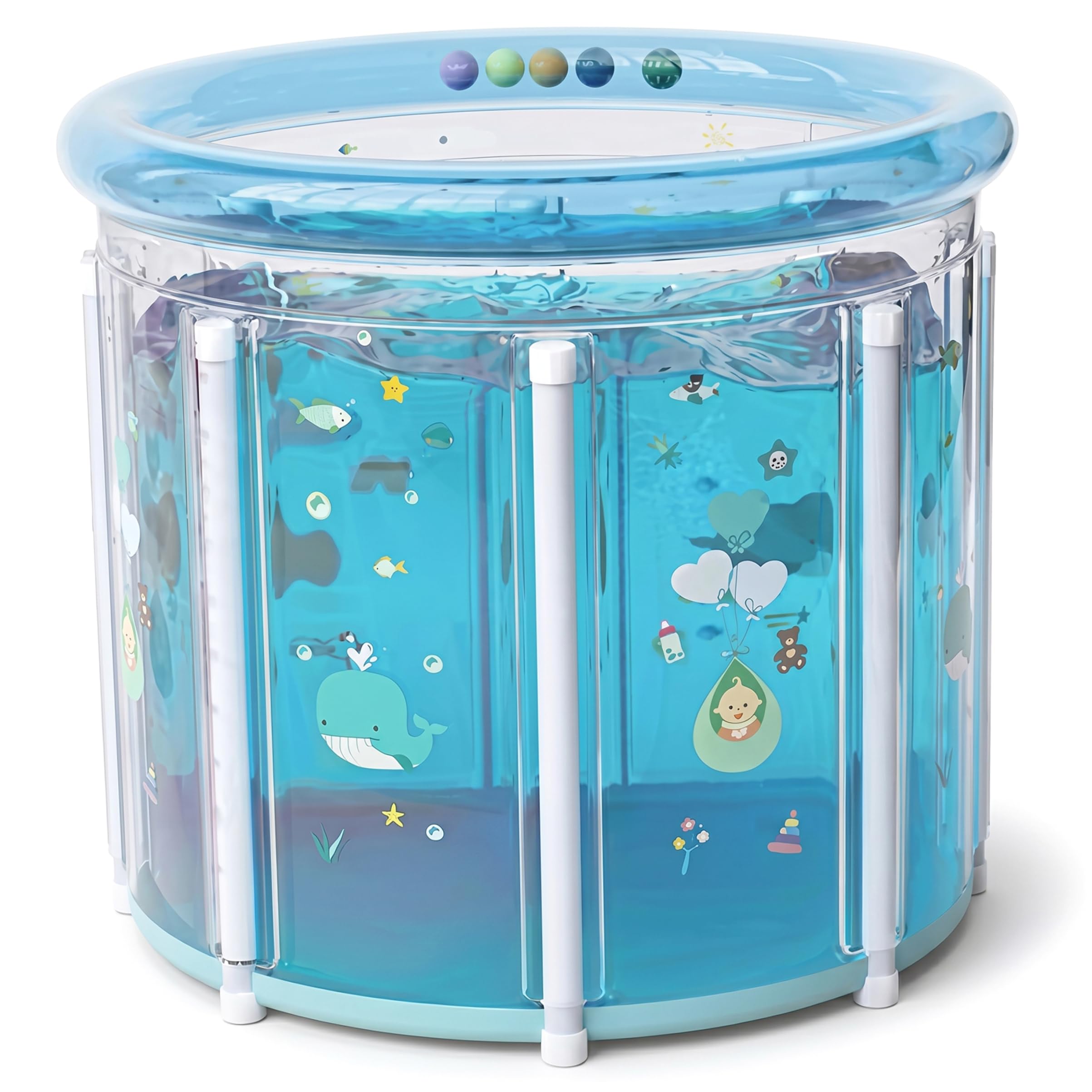 Bañeras para bebés, Piscina Inflable para bebés, Piscina Transparente para niños de Dibujos Animados para niños pequeños de 1 a 3 años con Drenaje para baño Interior y Exterior, Sala de EST
