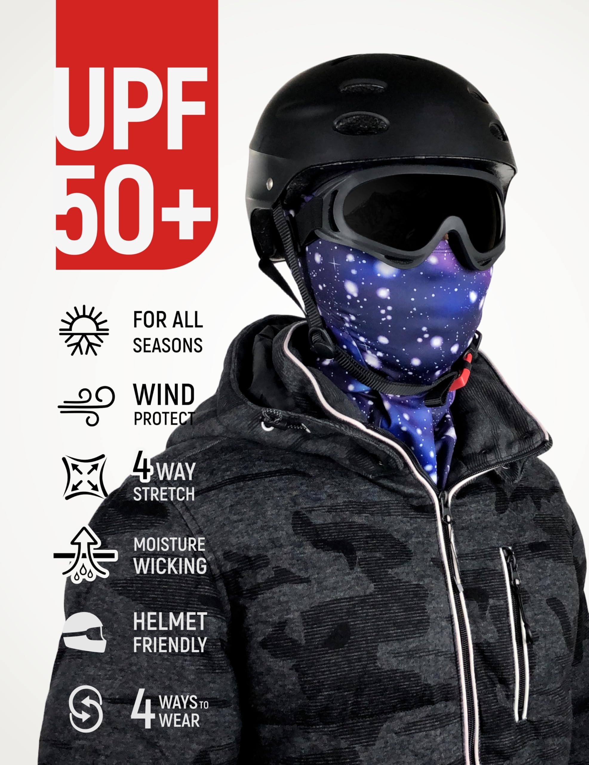 GOT Sports Pasamontañas UPF 50+, transpirable, resistente al viento, actividades de esquí, equitación. - morado - talla única