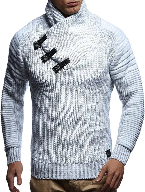Men's Knitted Sweater with Scarf Collar - Slim Fit Winter & Summer Fashion