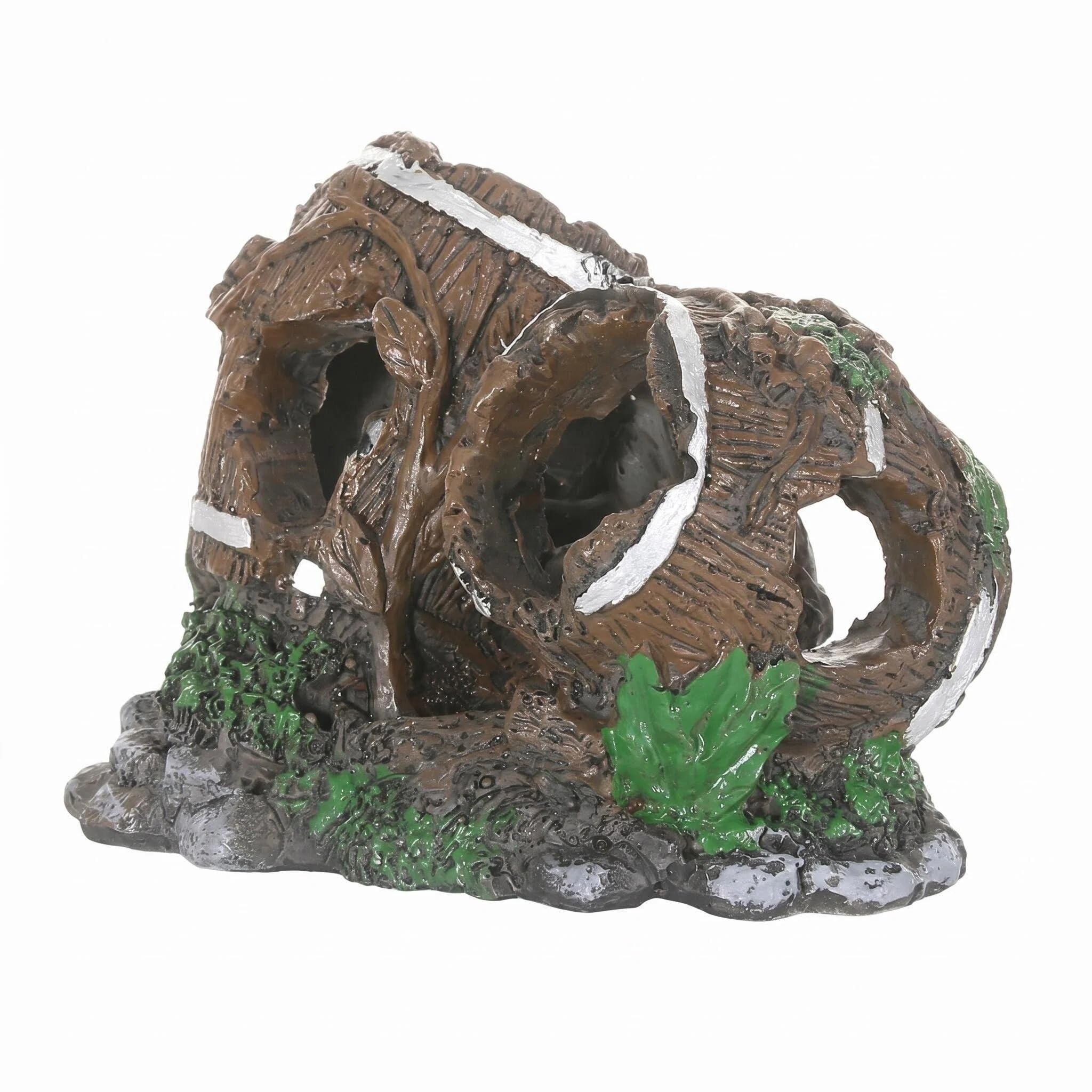 Comforso Fish Tank Decorations, Resin Aquarium Tree Decor with Green Moss, Artificial Driftwood Rock Fish Cave for Hiding Places, Aquarium Decor for Small Fish, Shrimp, Aquatic Pets