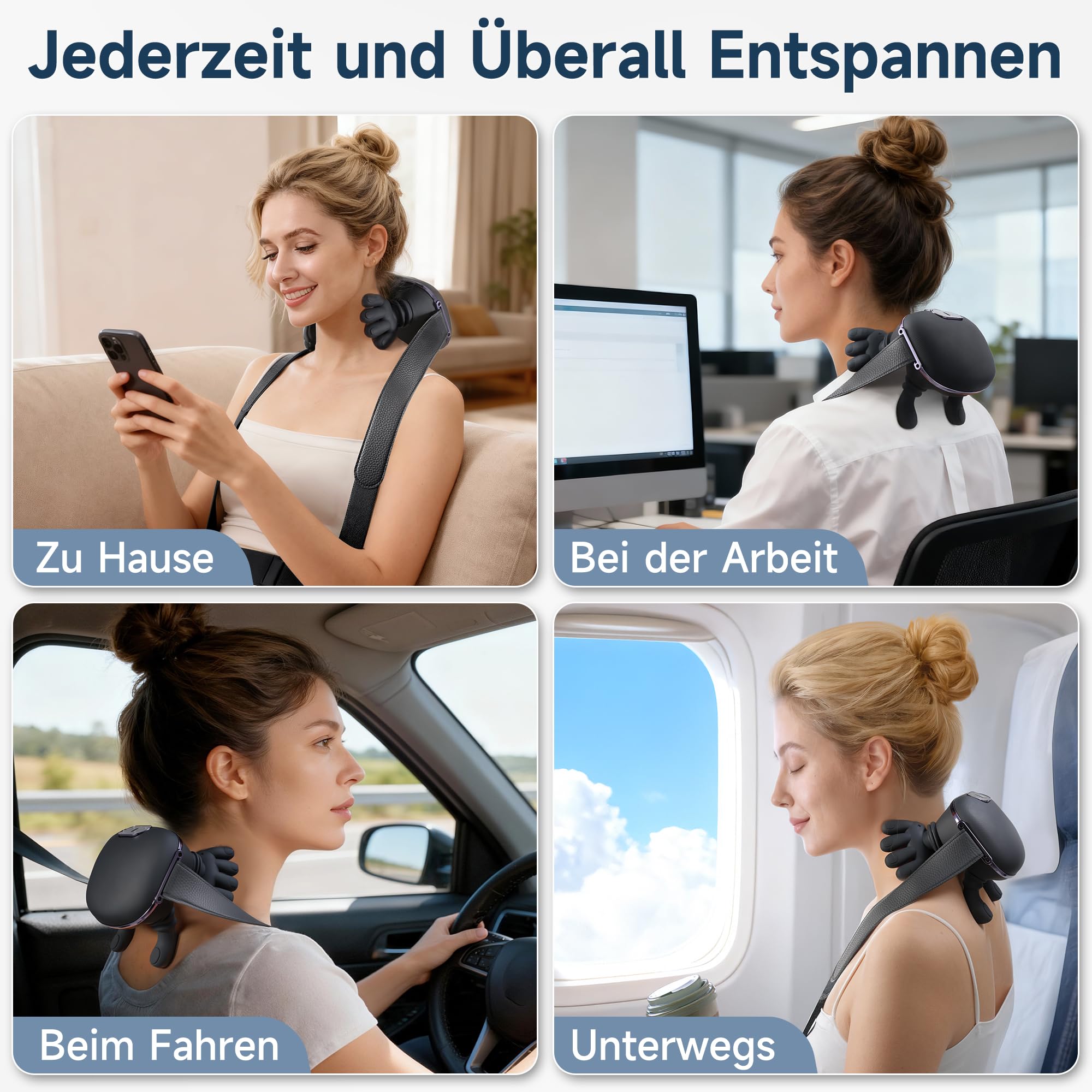 4D Shiatsu Nackenmassagegerät mit Wärme, 3 Intensitätsstufen
