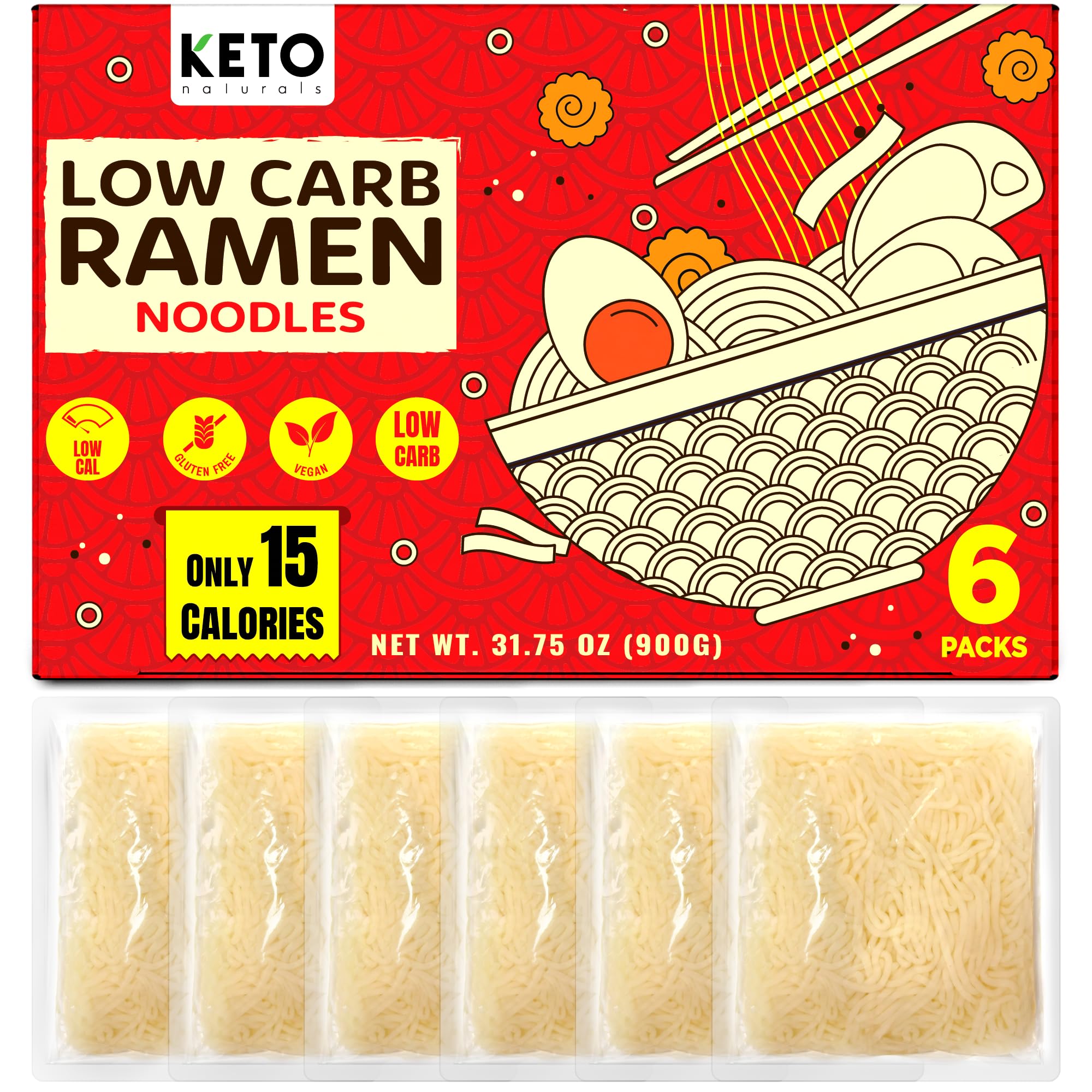 Keto Noodles Low Calorie Noodle (6 Packs) Healthy Keto Ramen Noodle Low Carb Gluten Free (5.3 Oz/Pack) Shirataki Noodles makes healthy meals